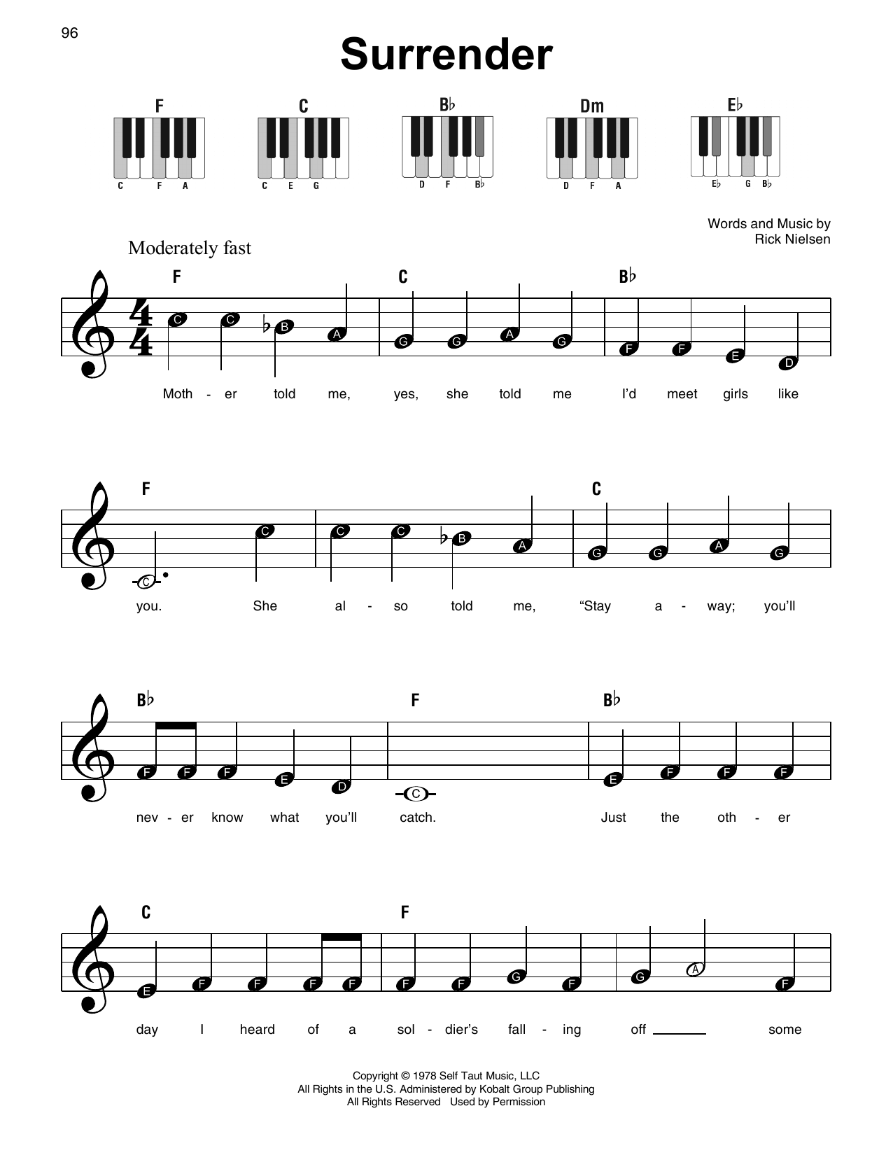 Surrender (Super Easy Piano) von Cheap Trick