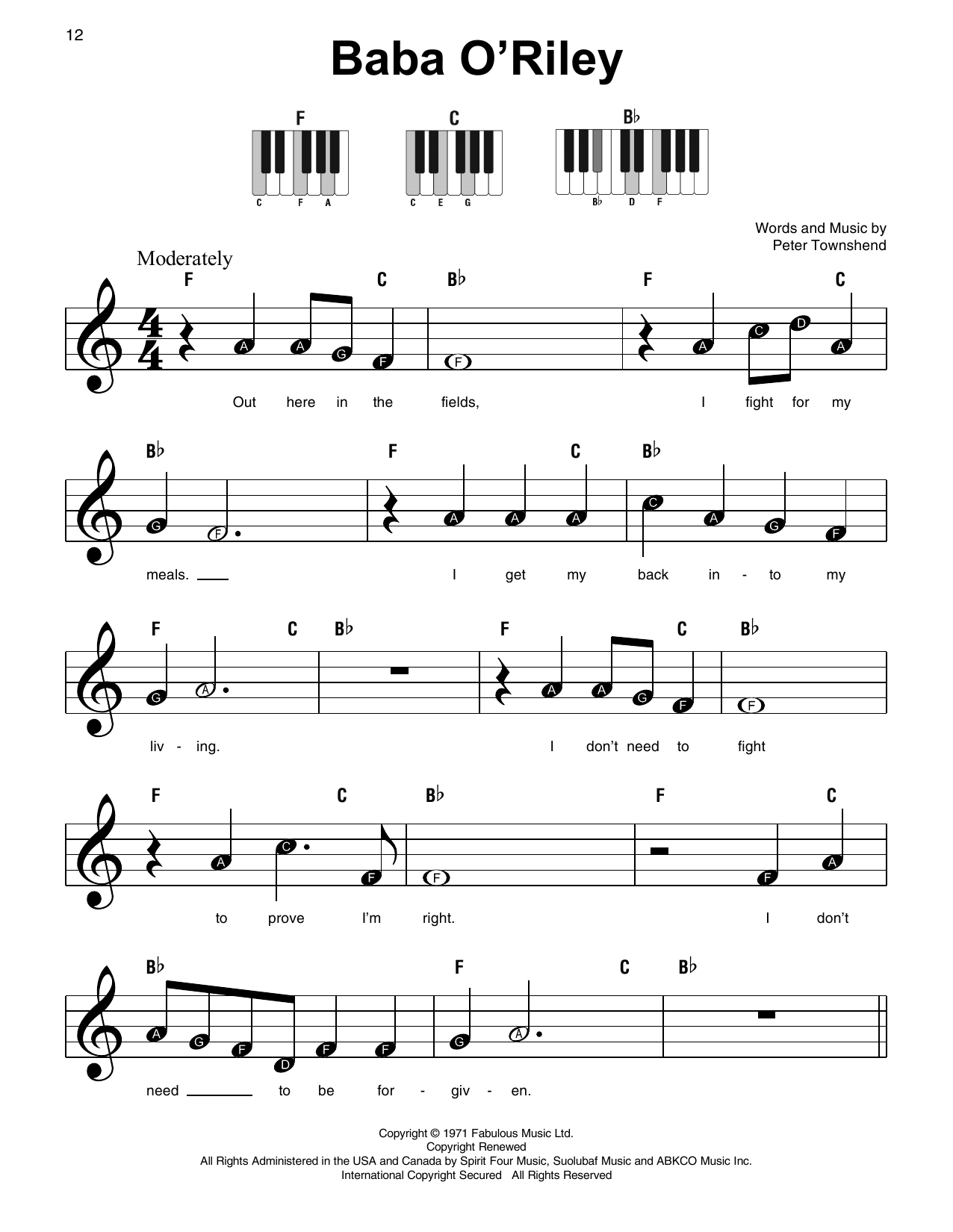 Baba O'Riley (Super Easy Piano) von The Who