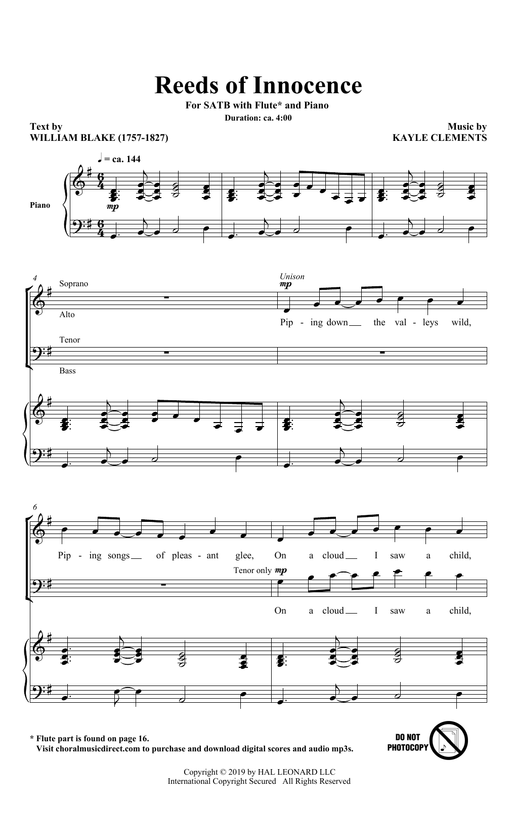 Reeds Of Innocence (SATB Choir) von William Blake and Kayle Clements