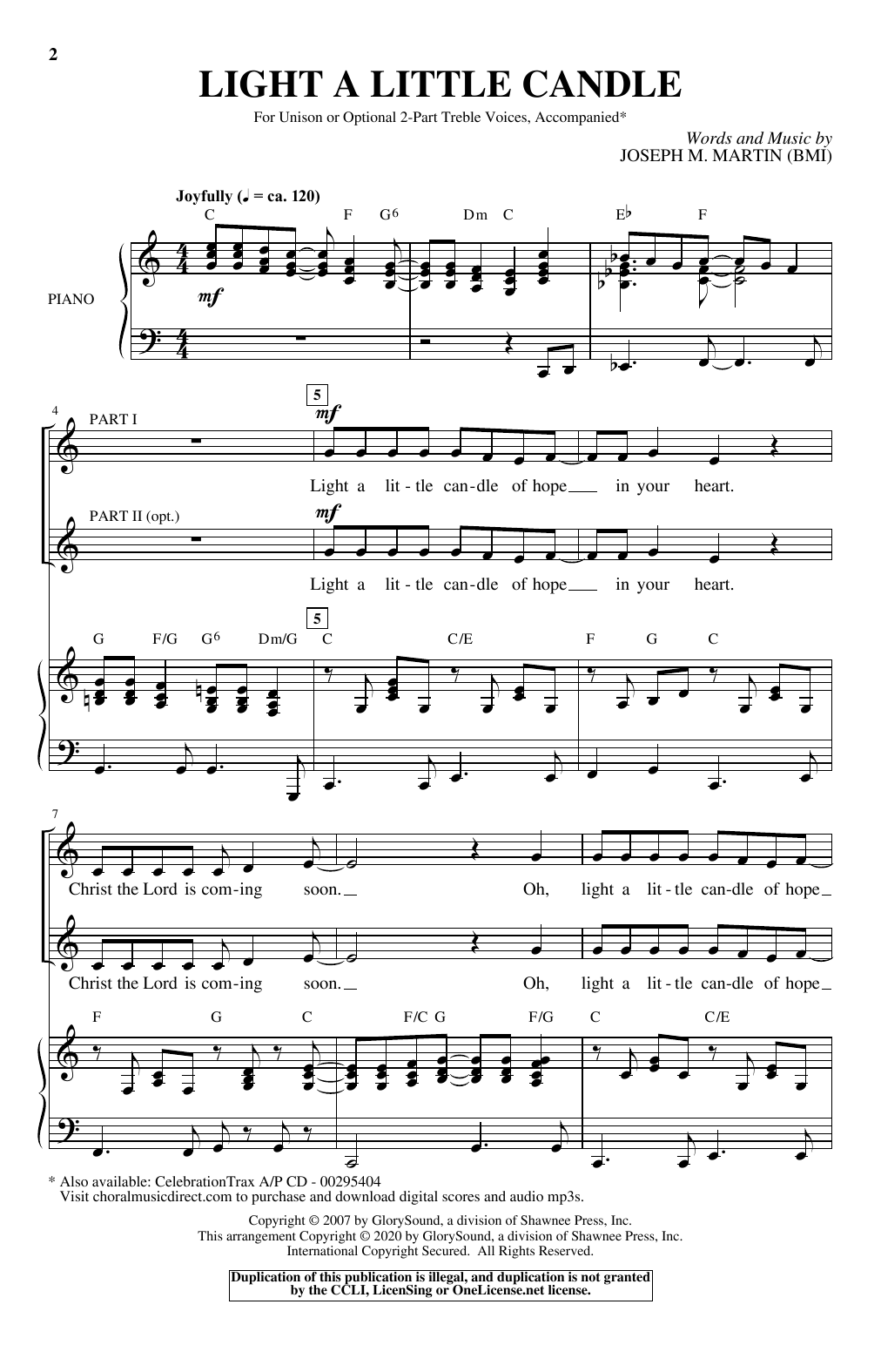 Light A Little Candle (Unison Choir) von Joseph M. Martin