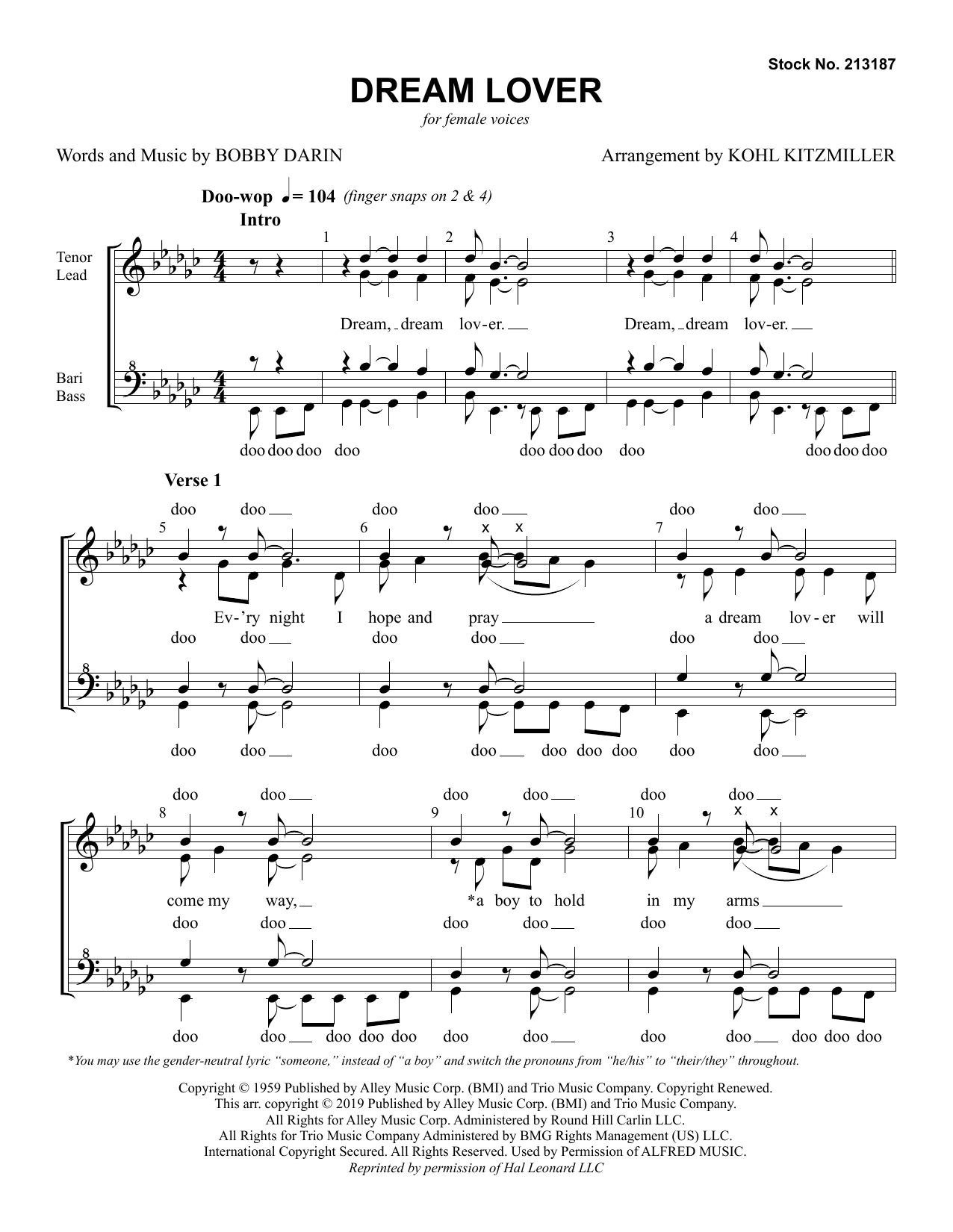 Dream Lover (arr. Kohl Kitzmiller) (SSA Choir) von The Manhattan Transfer