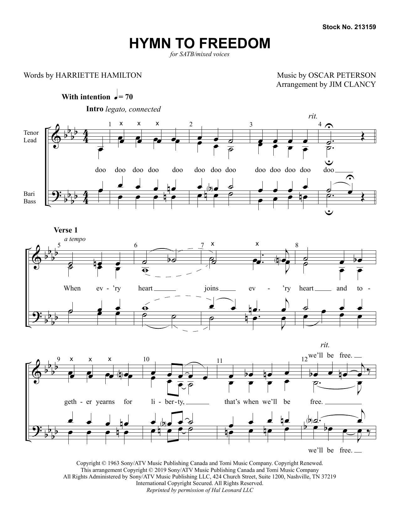 Hymn to Freedom (arr. Jim Clancy) (SATB Choir) von Oscar Peterson