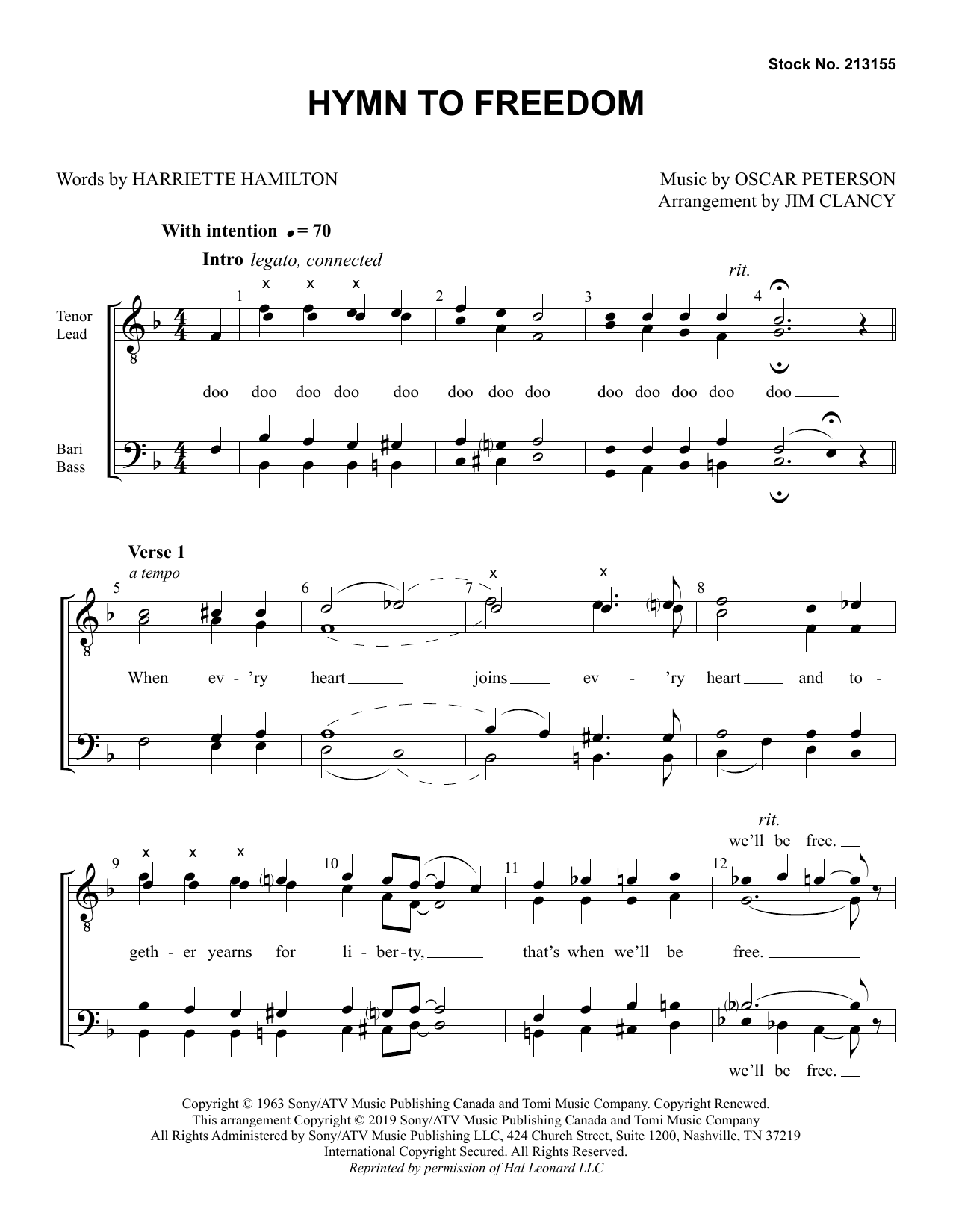 Hymn to Freedom (arr. Jim Clancy) (TTBB Choir) von Oscar Peterson
