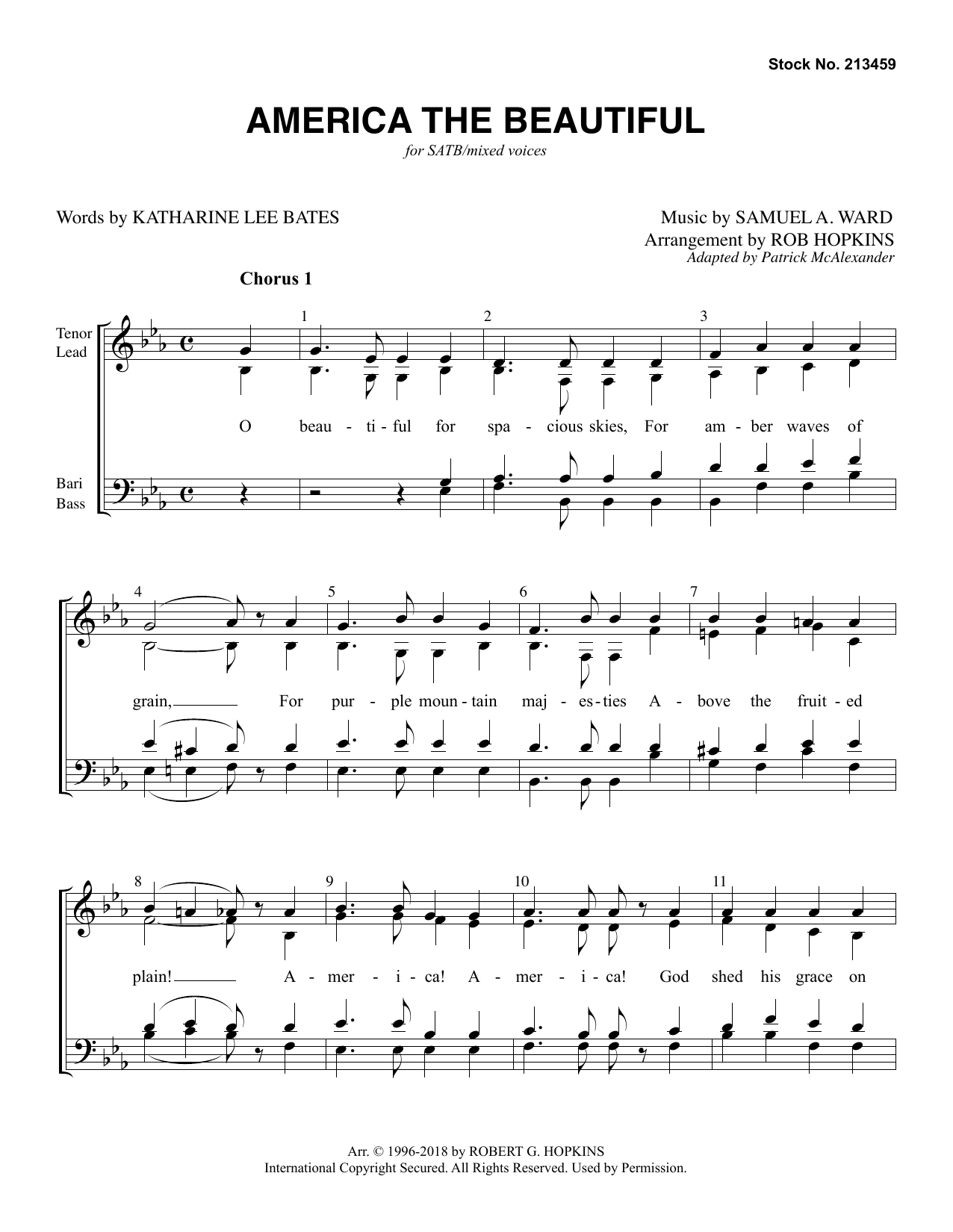 America, The Beautiful (arr. Rob Hopkins) (SATB Choir) von Katharine Lee Bates
