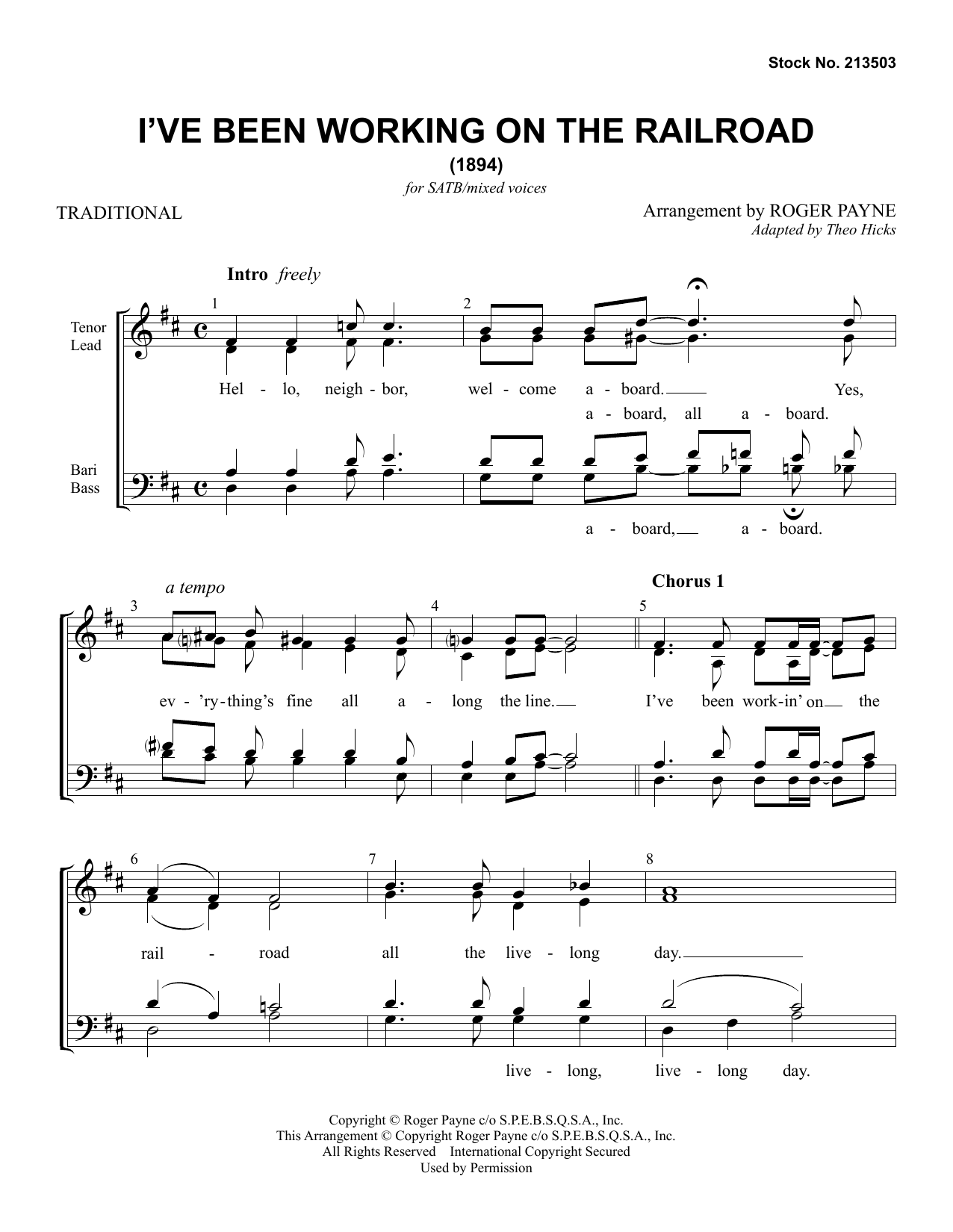 I've Been Working On The Railroad (arr. Roger Payne) (SATB Choir) von Traditional