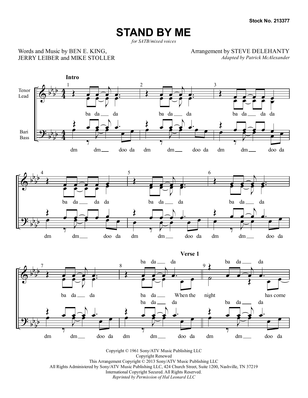 Stand By Me (arr. Steve Delehanty) (SATB Choir) von Ben E. King
