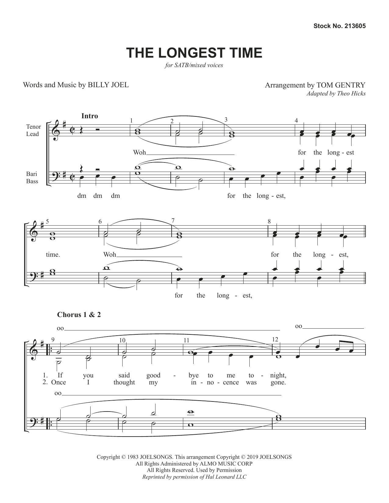 The Longest Time (arr. Tom Gentry) (SATB Choir) von Billy Joel