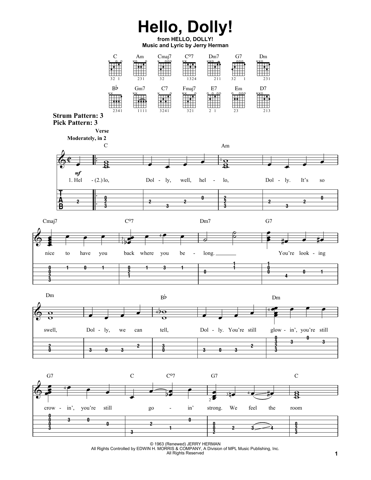 Hello, Dolly! (Easy Guitar Tab) von Jerry Herman