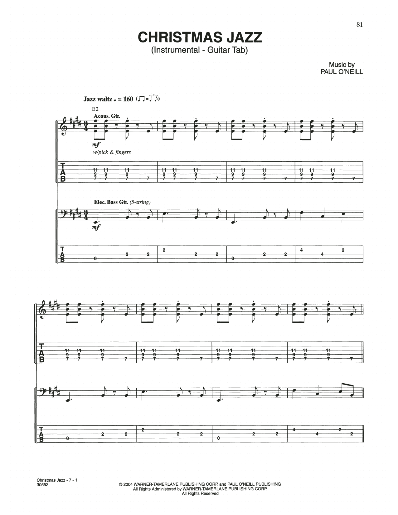 Christmas Jazz (Guitar Tab) von Trans-Siberian Orchestra