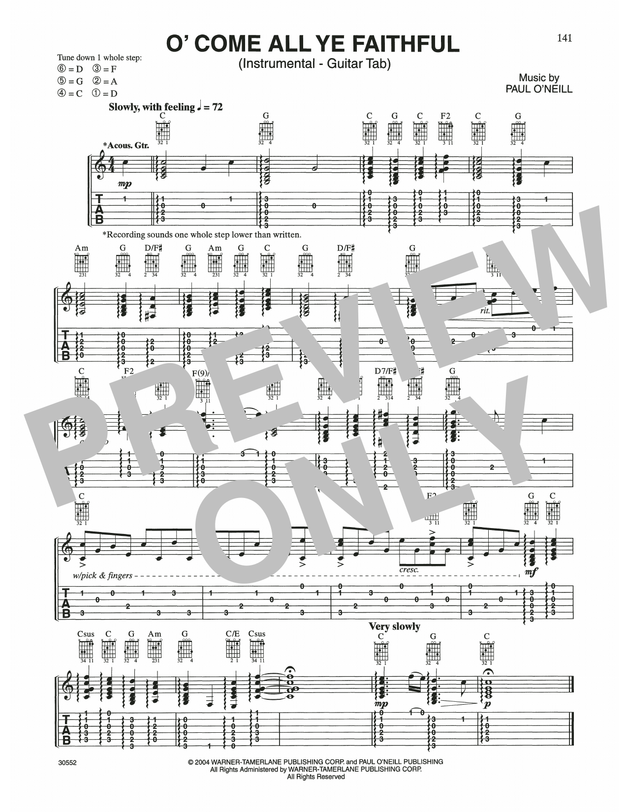 O' Come All Ye Faithful (Guitar Tab) von Trans-Siberian Orchestra