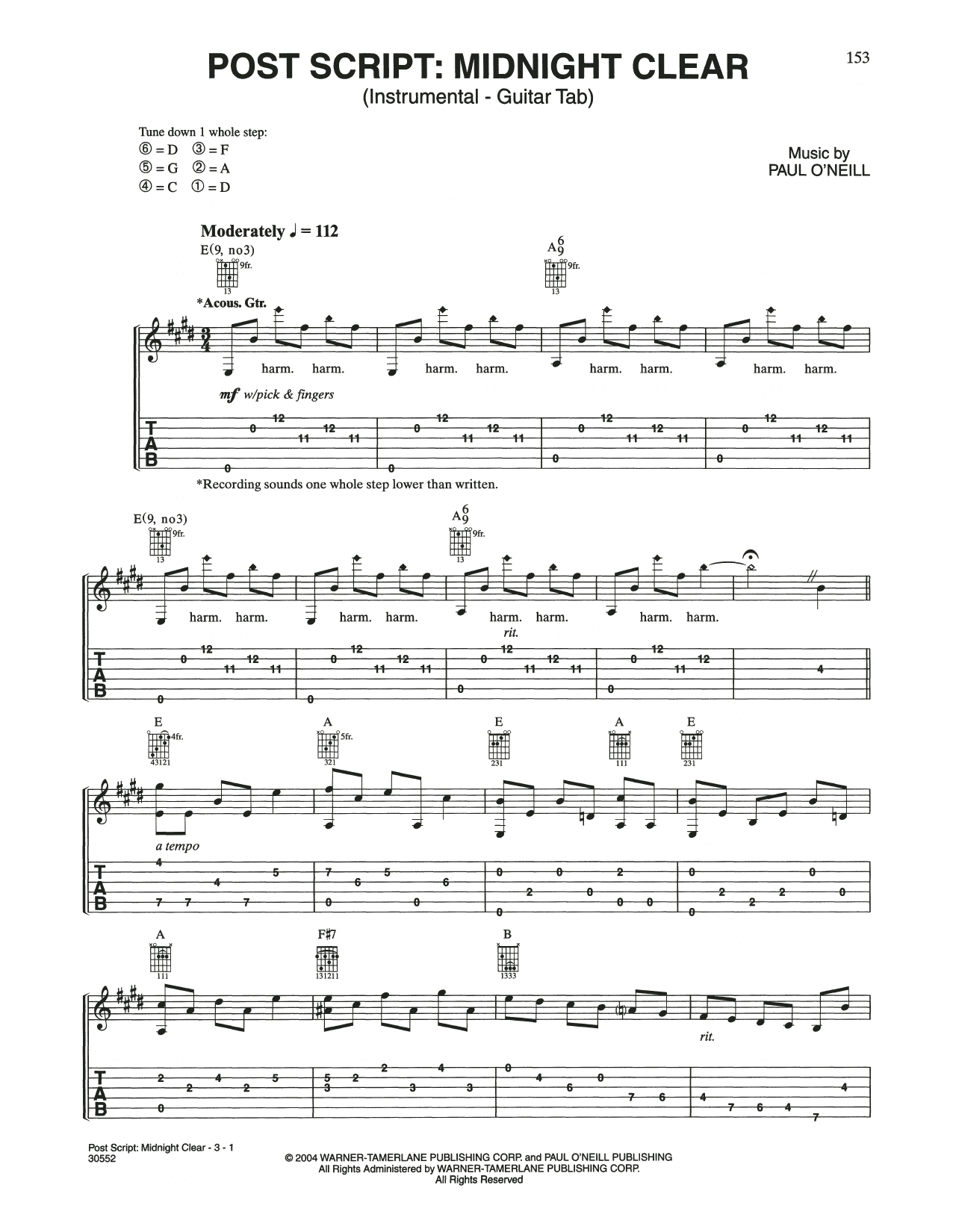 Post Script: Midnight Clear (Guitar Tab) von Trans-Siberian Orchestra