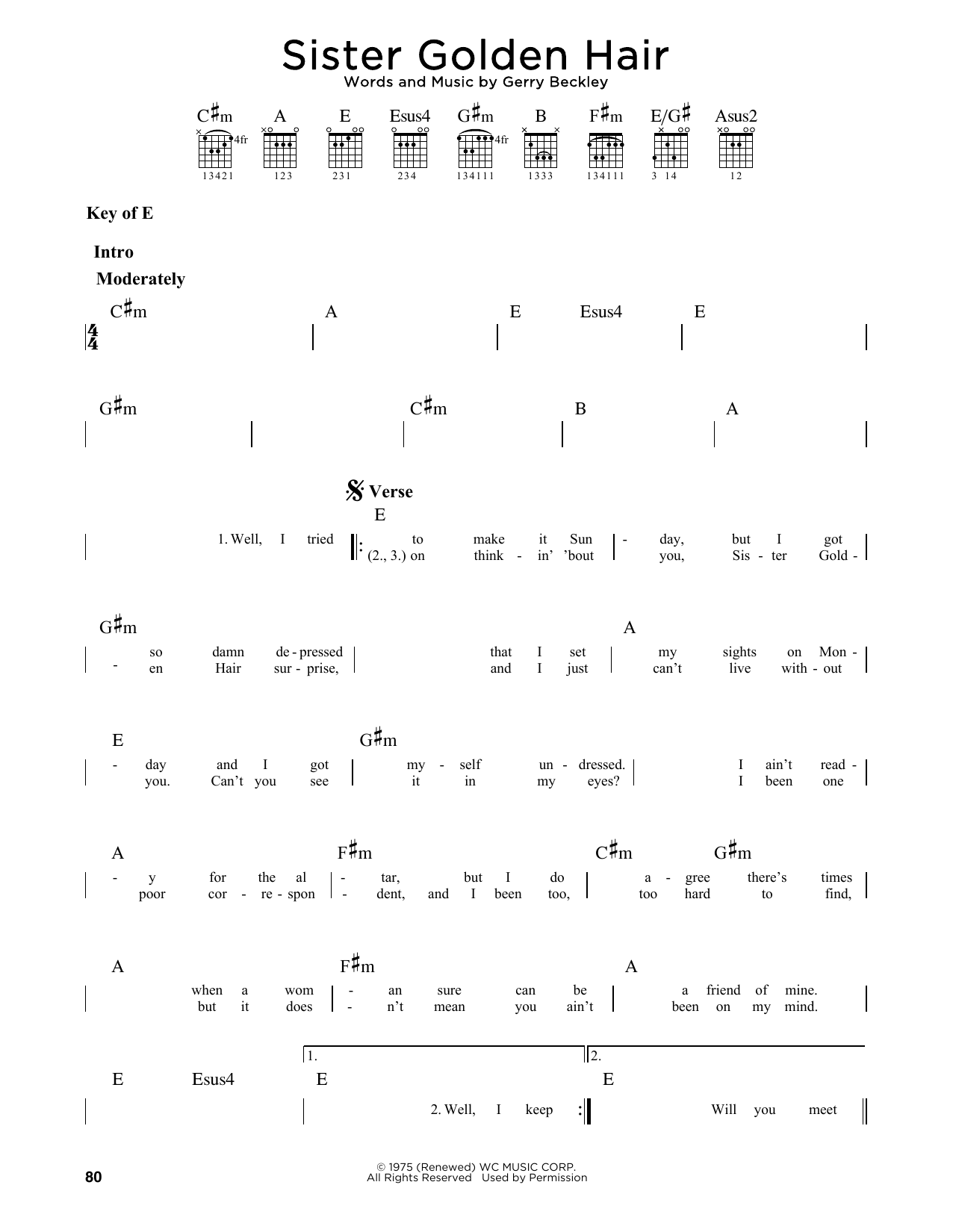 Sister Golden Hair (Guitar Lead Sheet) von America