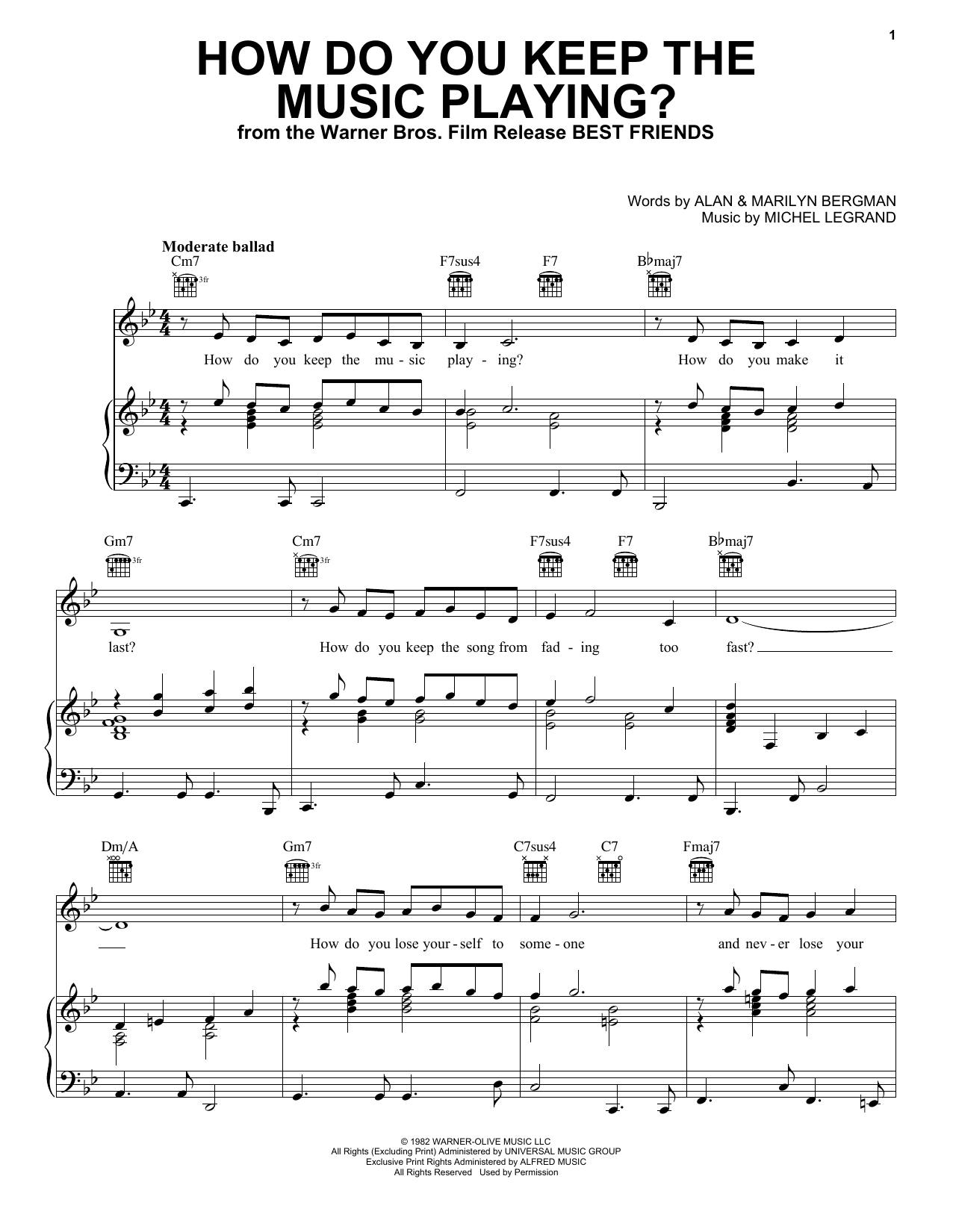 How Do You Keep The Music Playing? (from Best Friends) (Piano, Vocal & Guitar Chords (Right-Hand Melody)) von Tony Bennett