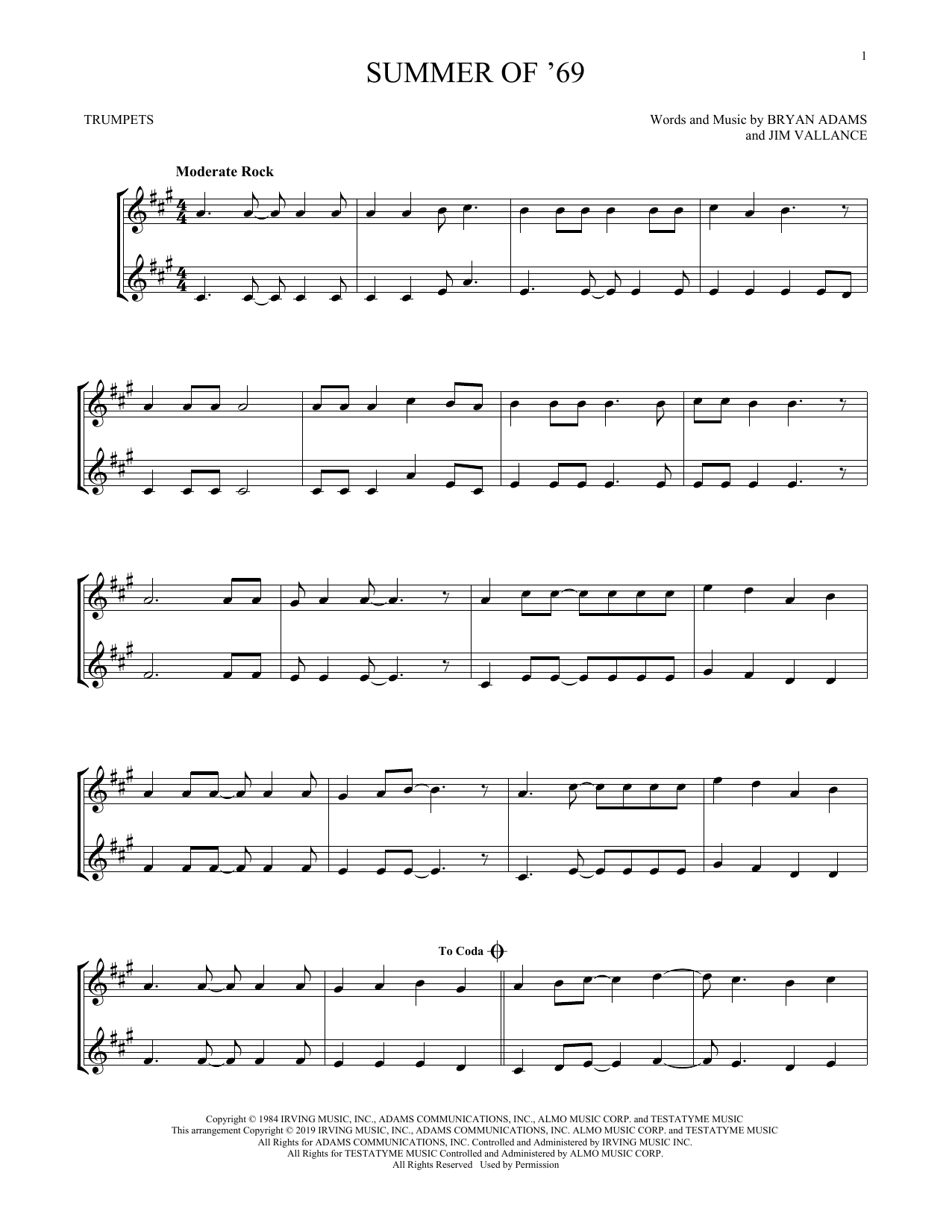 Summer Of '69 (Trumpet Duet) von Bryan Adams
