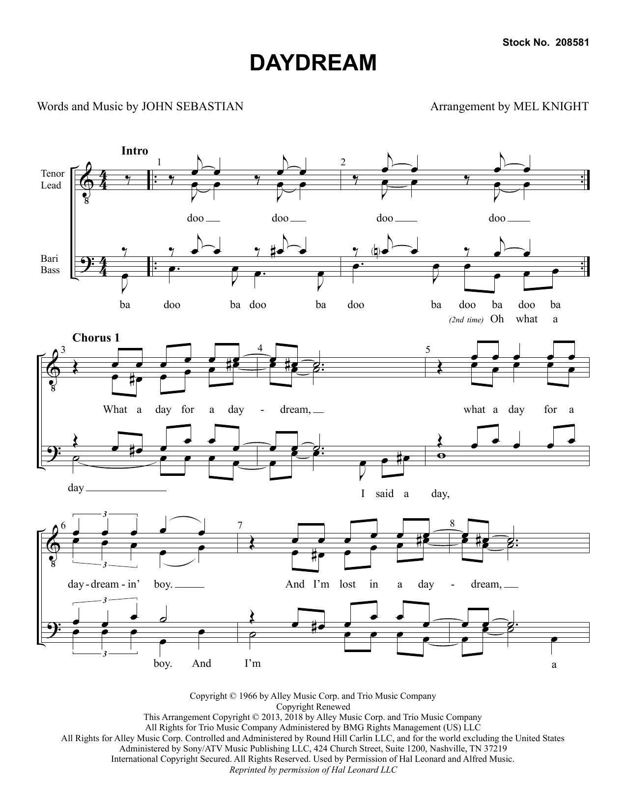 Daydream (arr. Mel Knight) (TTBB Choir) von The Lovin' Spoonful