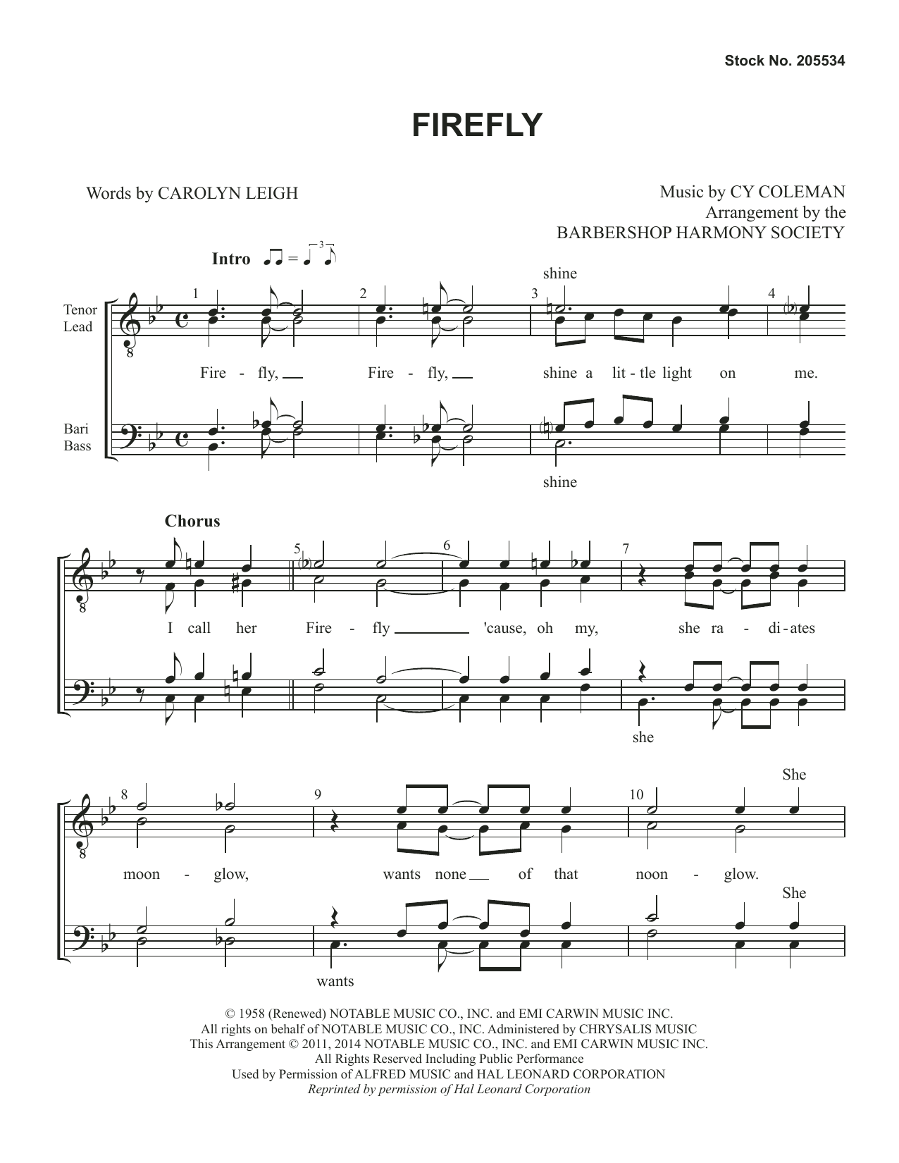 Firefly (arr. Barbershop Harmony Society) (TTBB Choir) von Tony Bennett