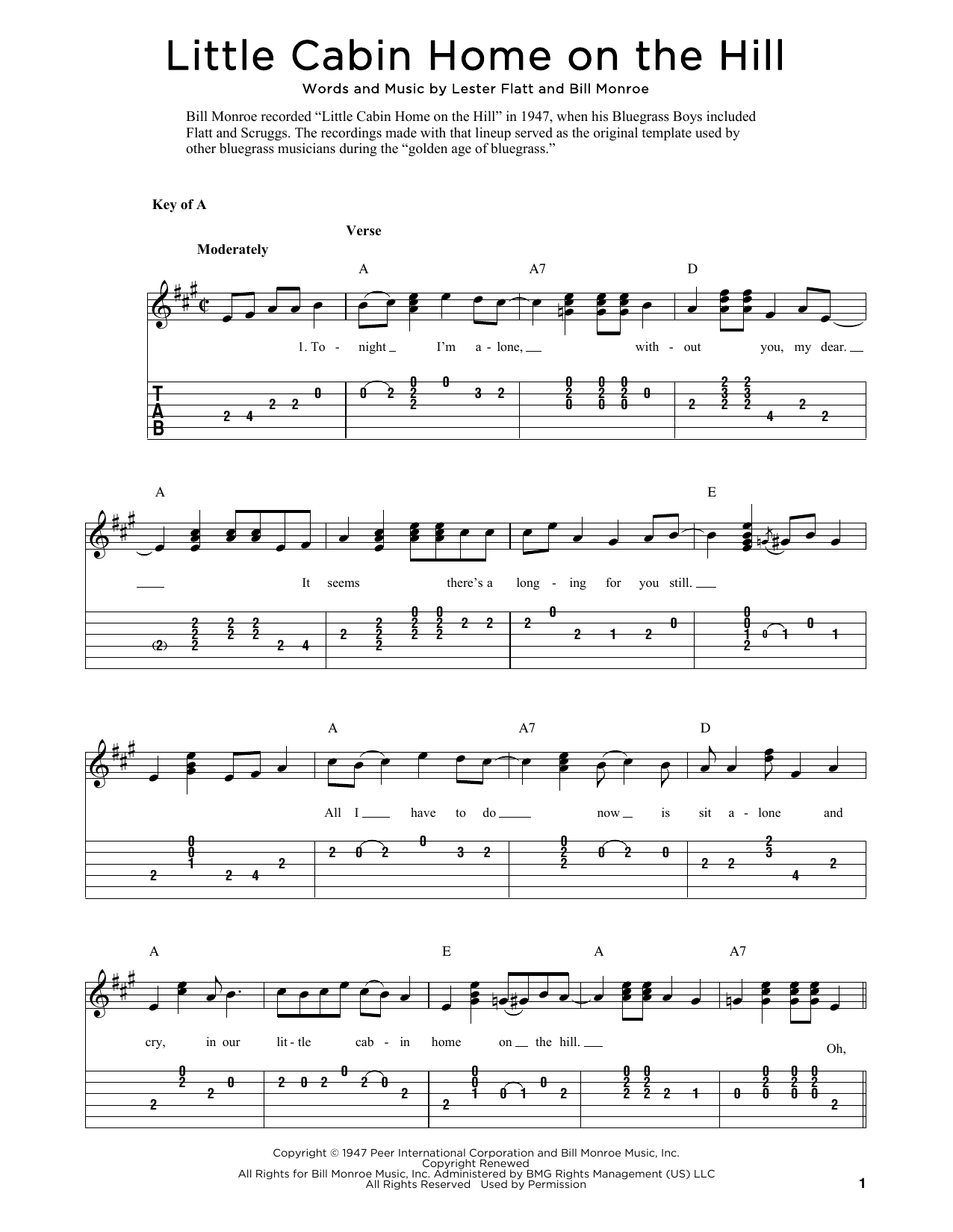 Little Cabin Home On The Hill (arr. Fred Sokolow) (Solo Guitar) von Bill Monroe