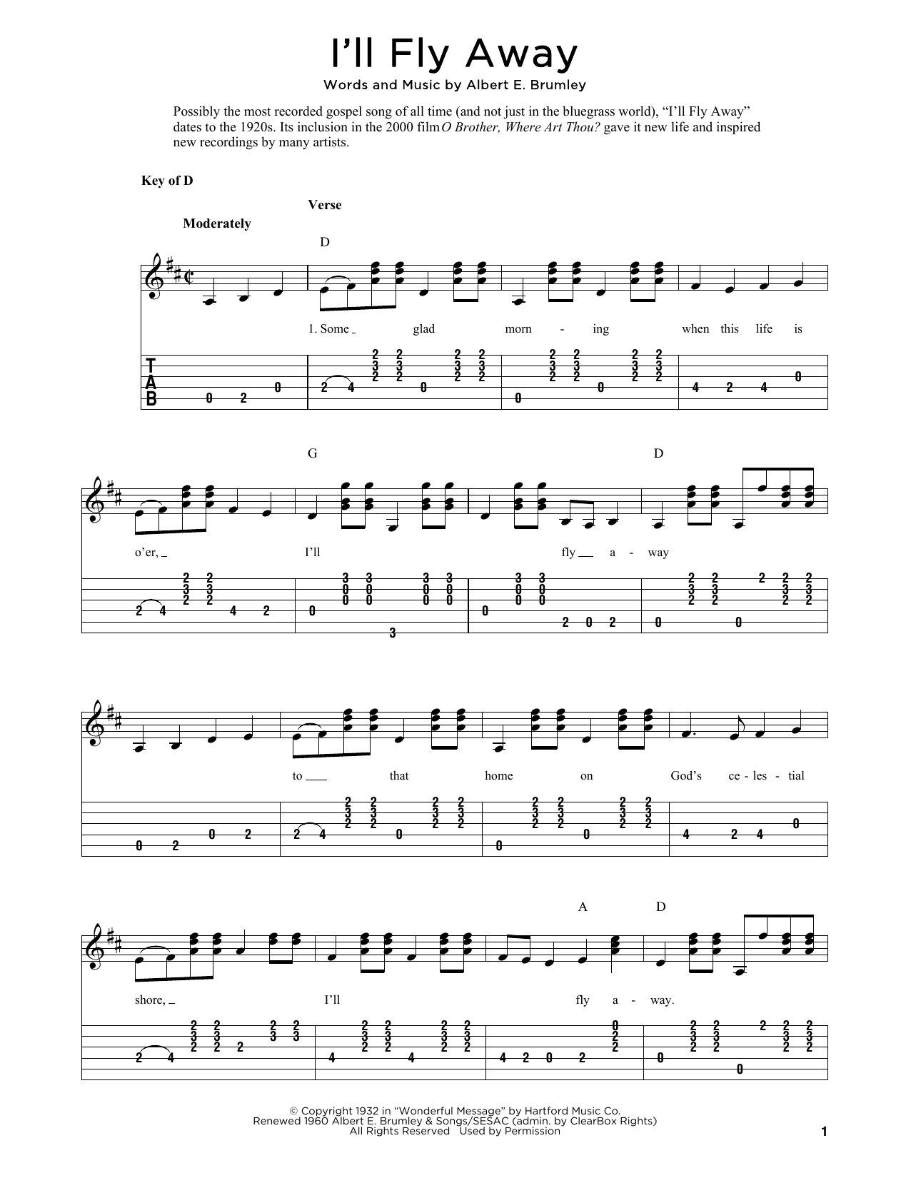 I'll Fly Away (arr. Fred Sokolow) (Solo Guitar) von Albert E. Brumley