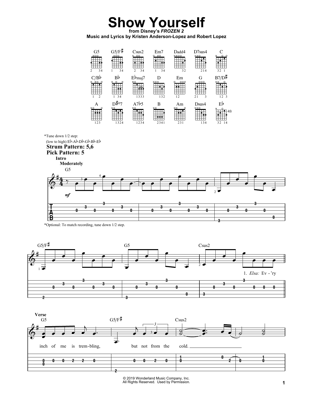 Show Yourself (from Disney's Frozen 2) (Easy Guitar Tab) von Idina Menzel and Evan Rachel Wood