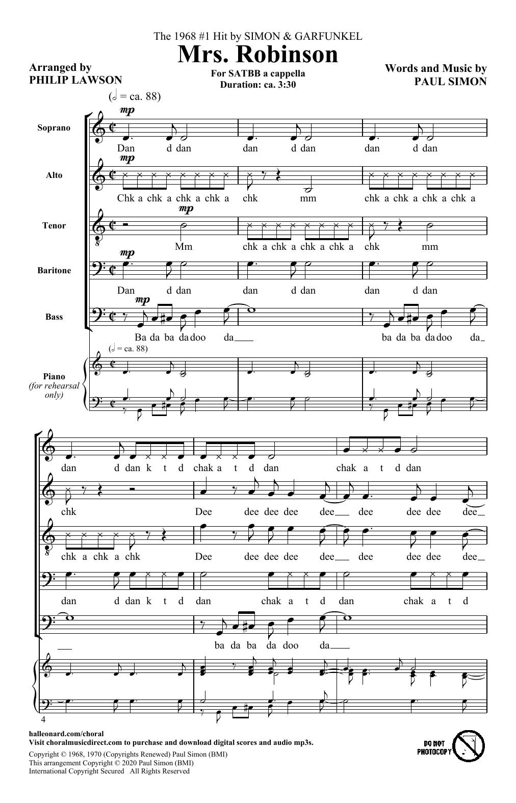 Mrs. Robinson (arr. Philip Lawson) (SATB Choir) von Simon & Garfunkel