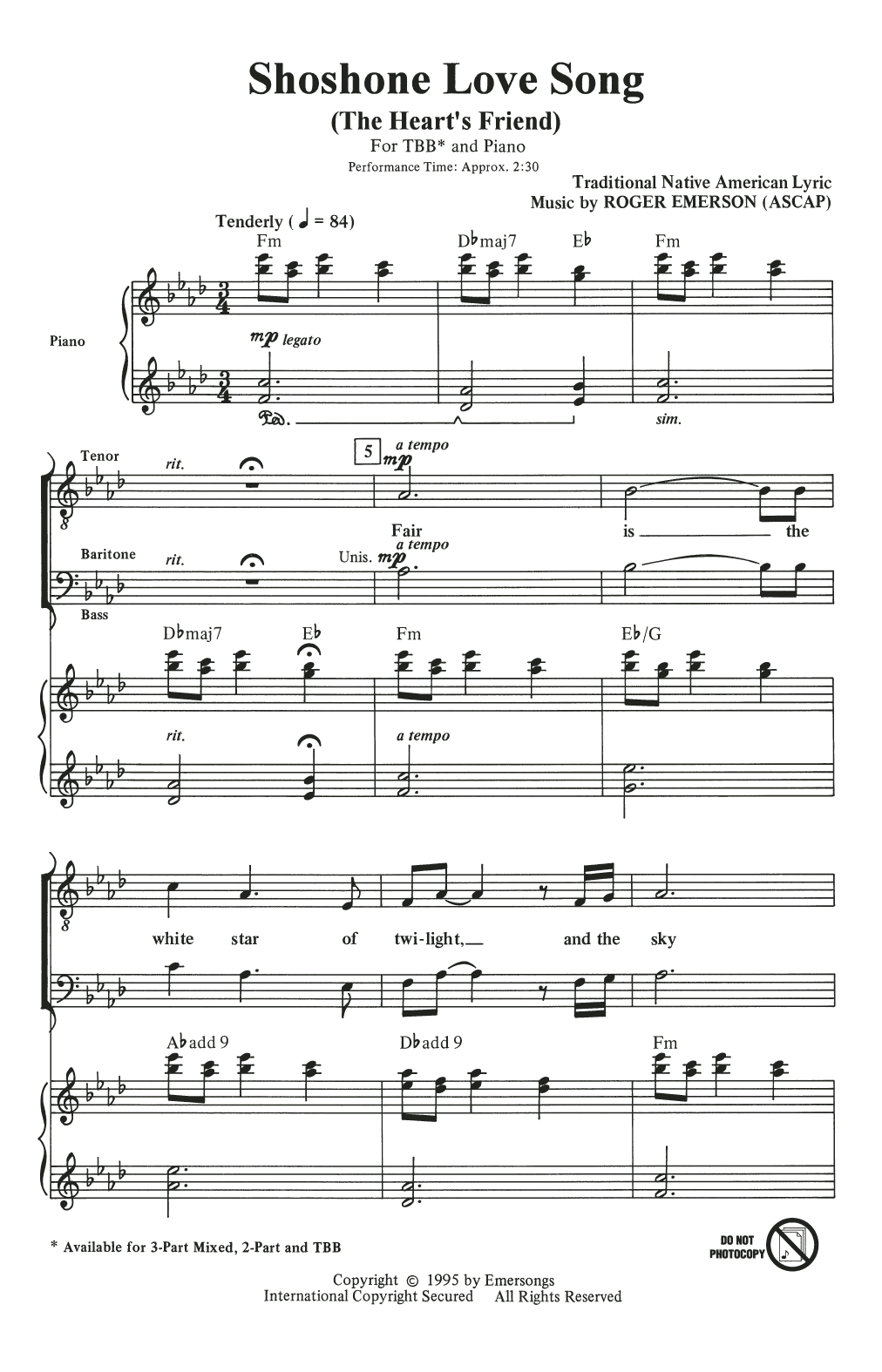 Shoshone Love Song (The Heart's Friend) (TBB Choir) von Roger Emerson