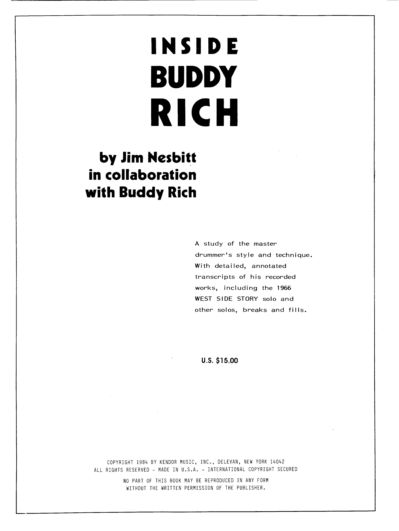 Inside Buddy Rich (Percussion Solo) von Buddy Rich & Jim Nexbitt