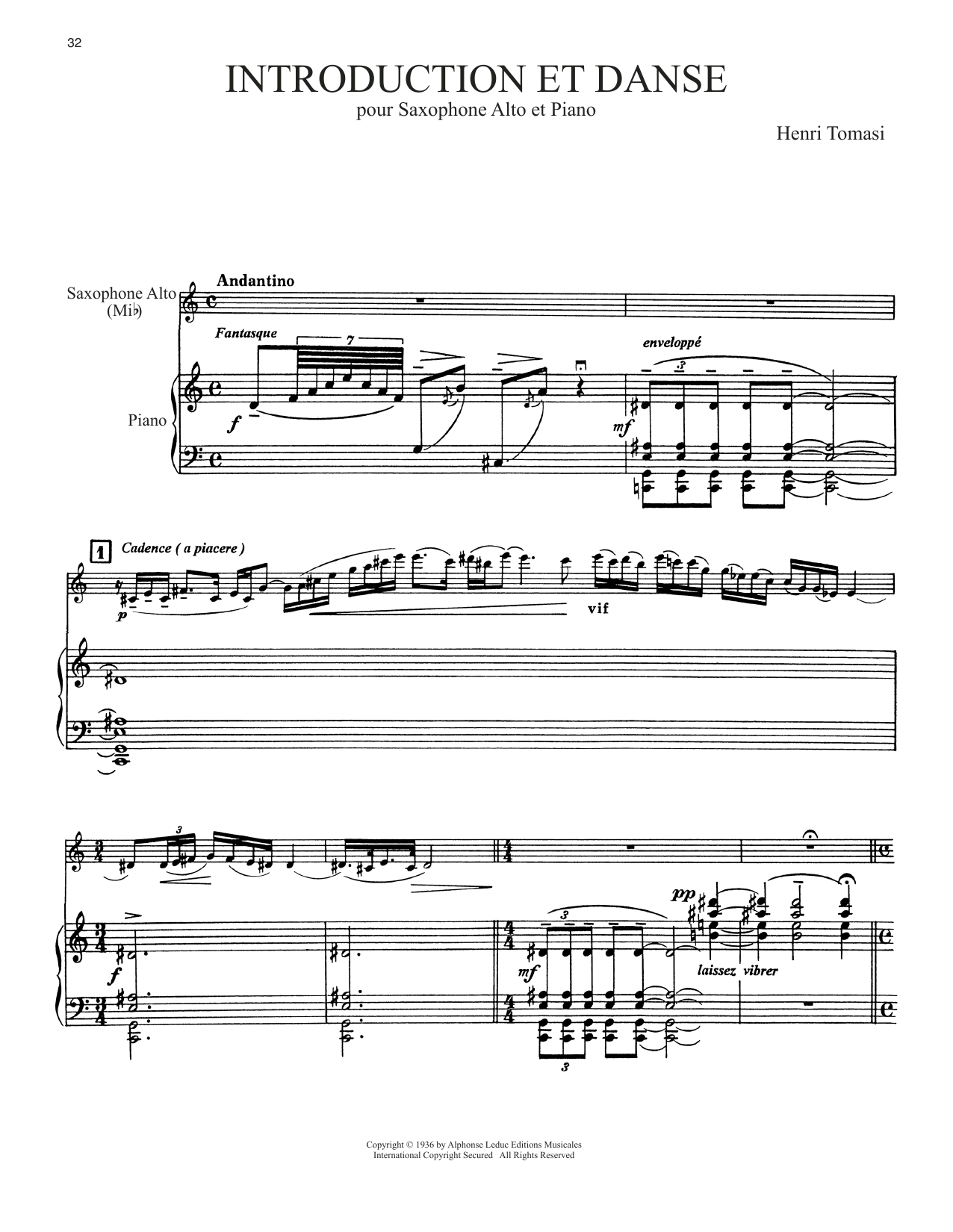 Introduction Et Danse (Alto Sax and Piano) von Henri Tomasi