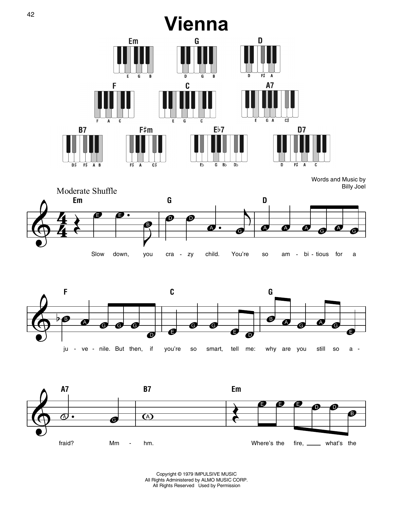 Vienna (Super Easy Piano) von Billy Joel