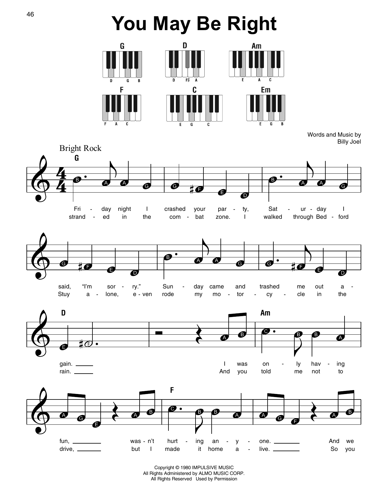 You May Be Right (Super Easy Piano) von Billy Joel