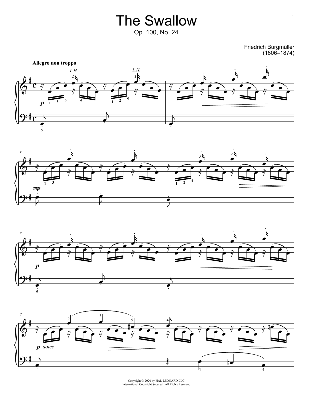 The Swallow, Op. 100, No. 24 (Educational Piano) von Johann Friedrich Burgmuller
