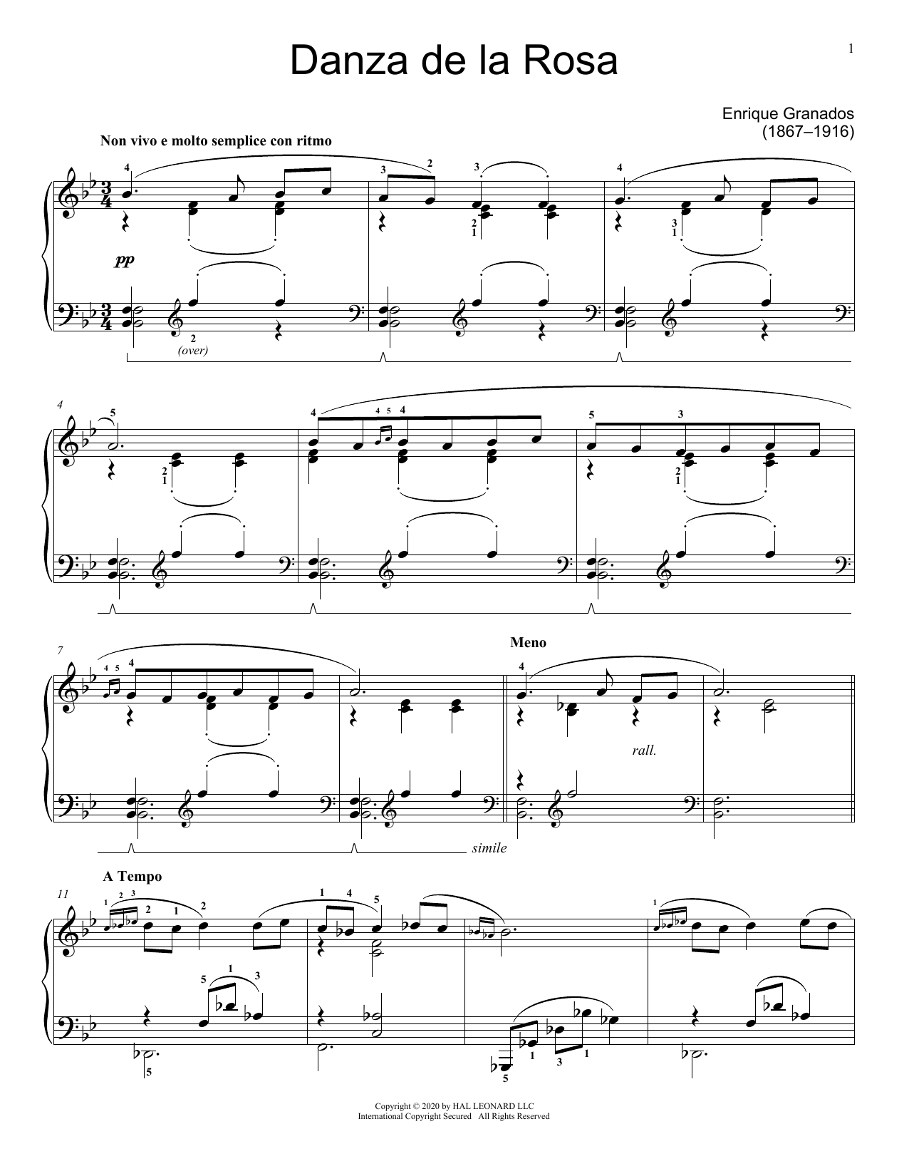 Danza de la Rosa (Educational Piano) von Enrique Granados
