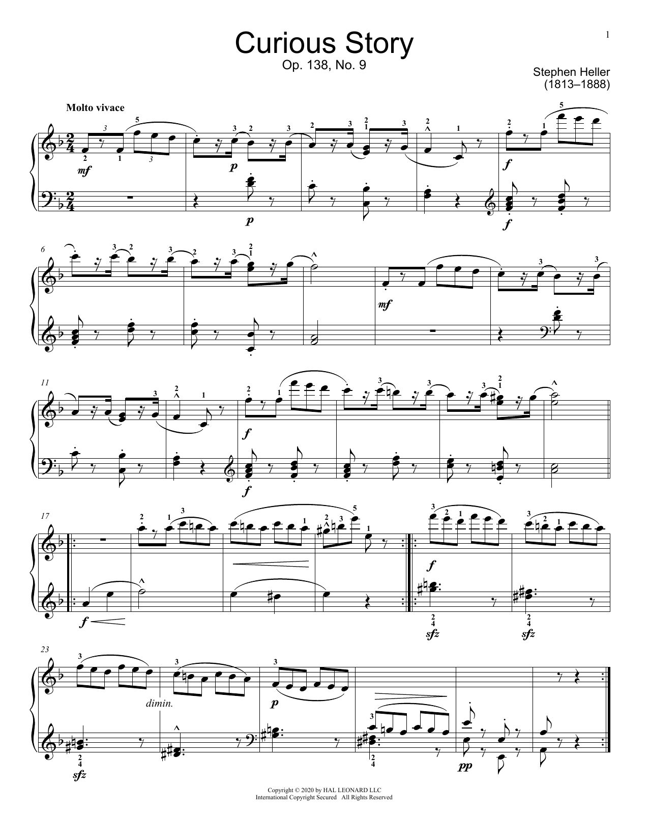 Curious Story, Op. 138, No. 9 (Educational Piano) von Stephen Heller