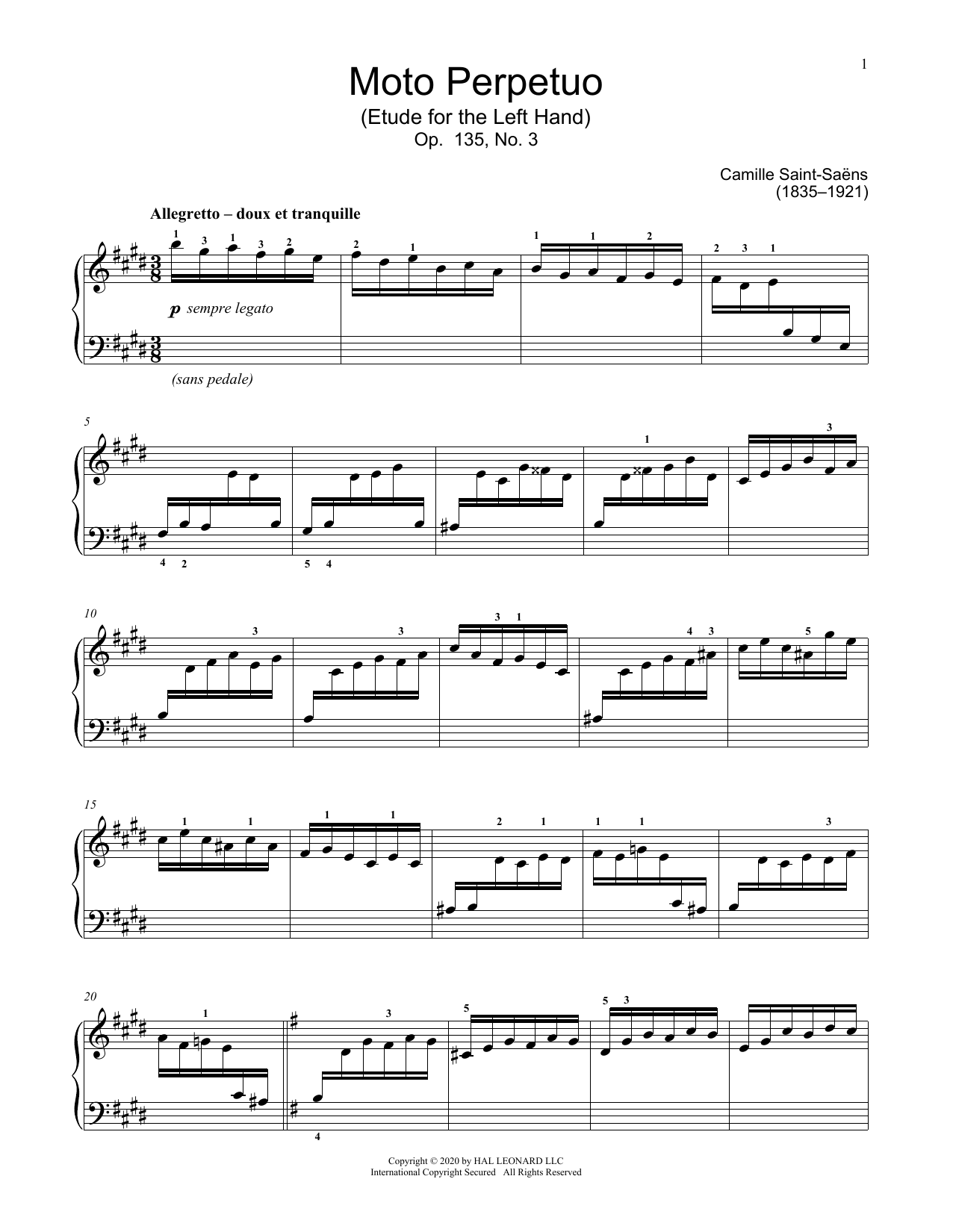 Moto Perpetuo, Op. 135, No. 3 (Educational Piano) von Camille Saint-Saens