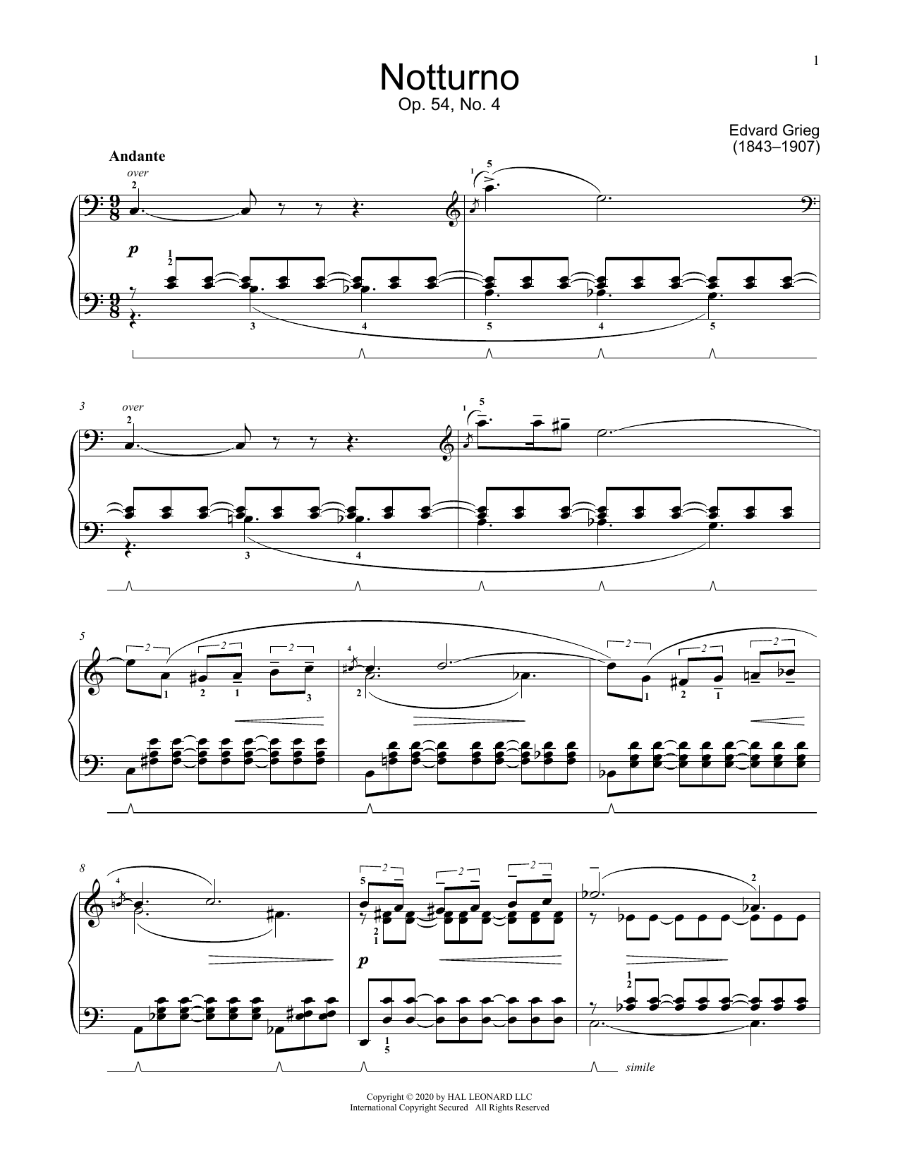Notturno, Op. 54, No. 4 (Educational Piano) von Edvard Grieg