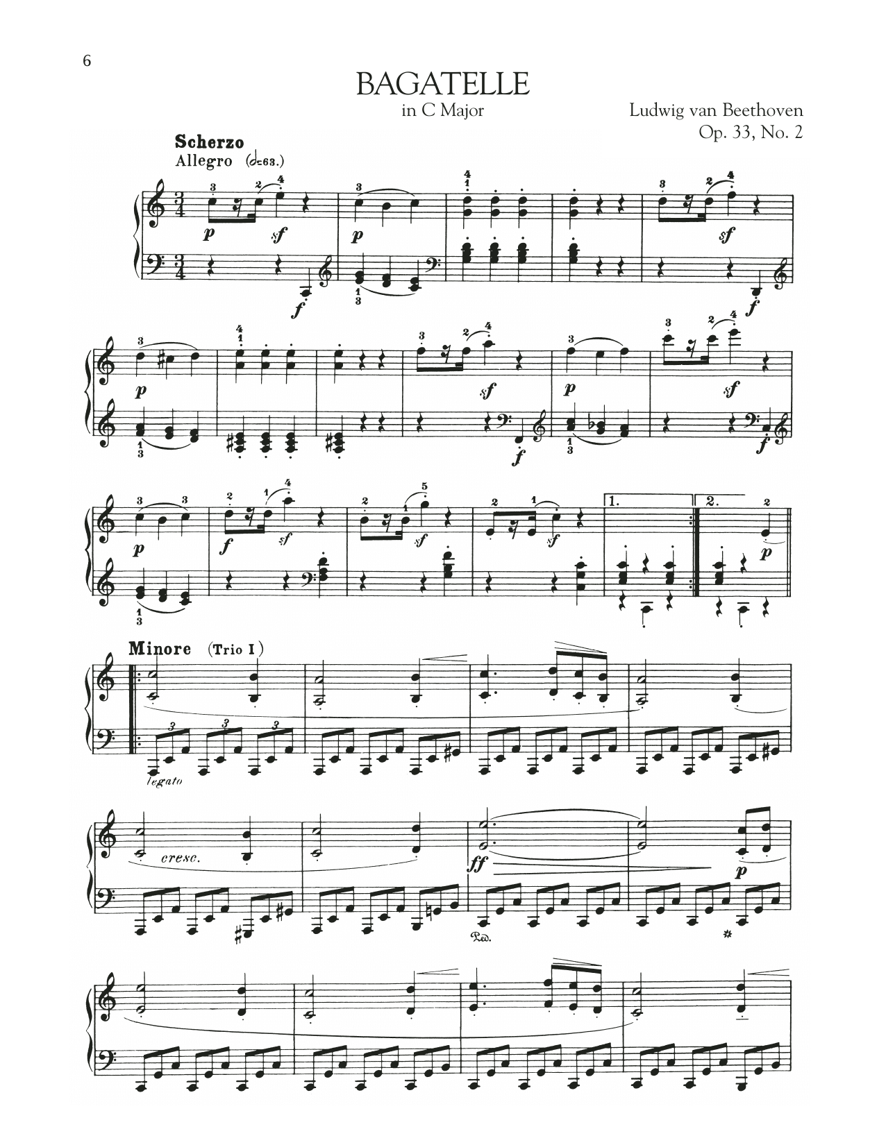 Bagatelle In C Major, Op. 33, No. 2 (Piano Solo) von Ludwig van Beethoven