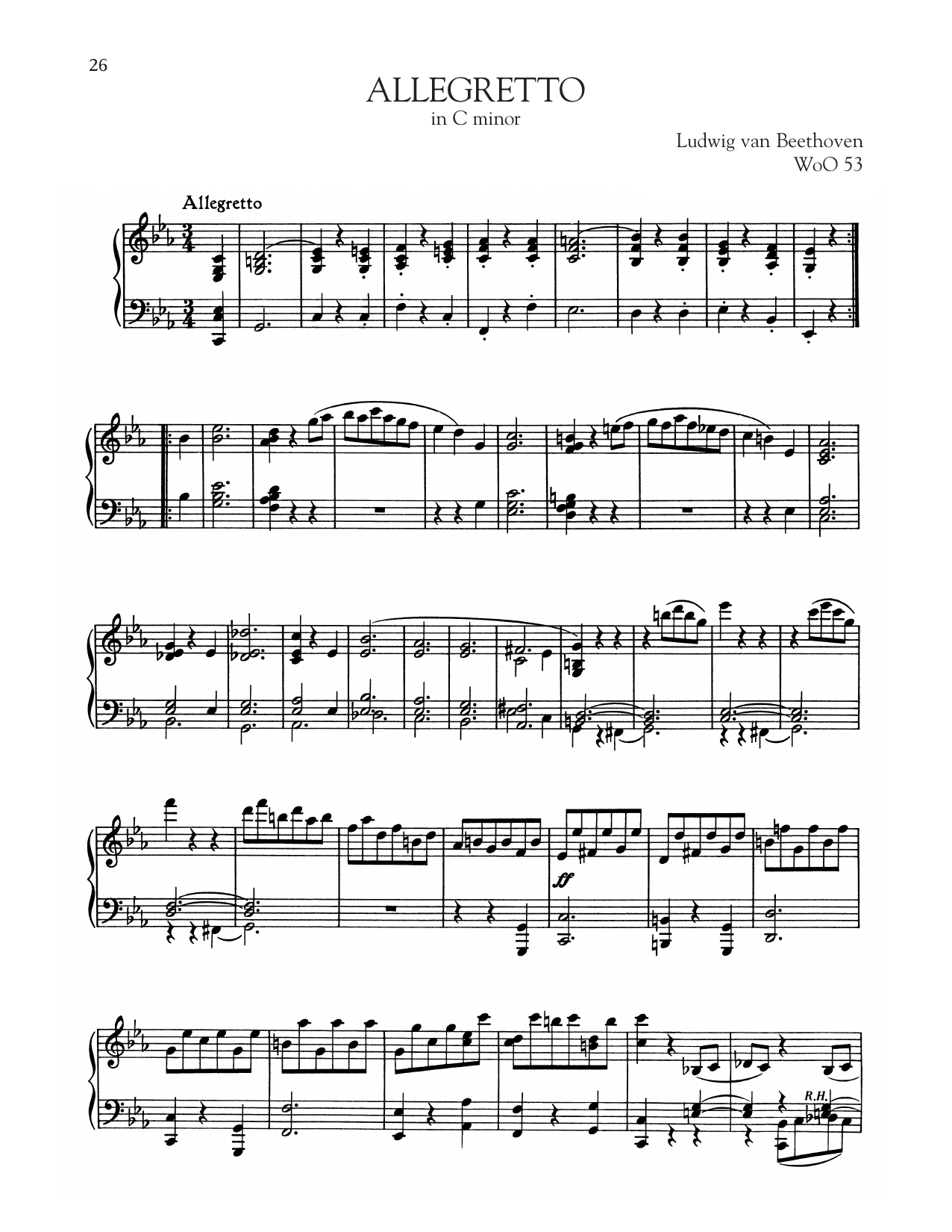 Allegretto, WoO 53 (Piano Solo) von Ludwig van Beethoven