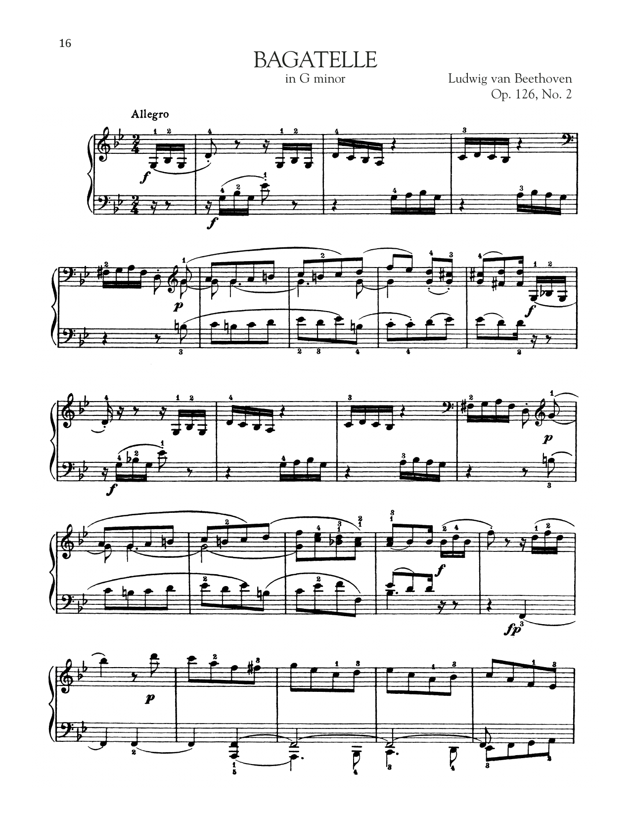 Bagatelle In G Minor, Op. 126, No. 2 (Piano Solo) von Ludwig van Beethoven