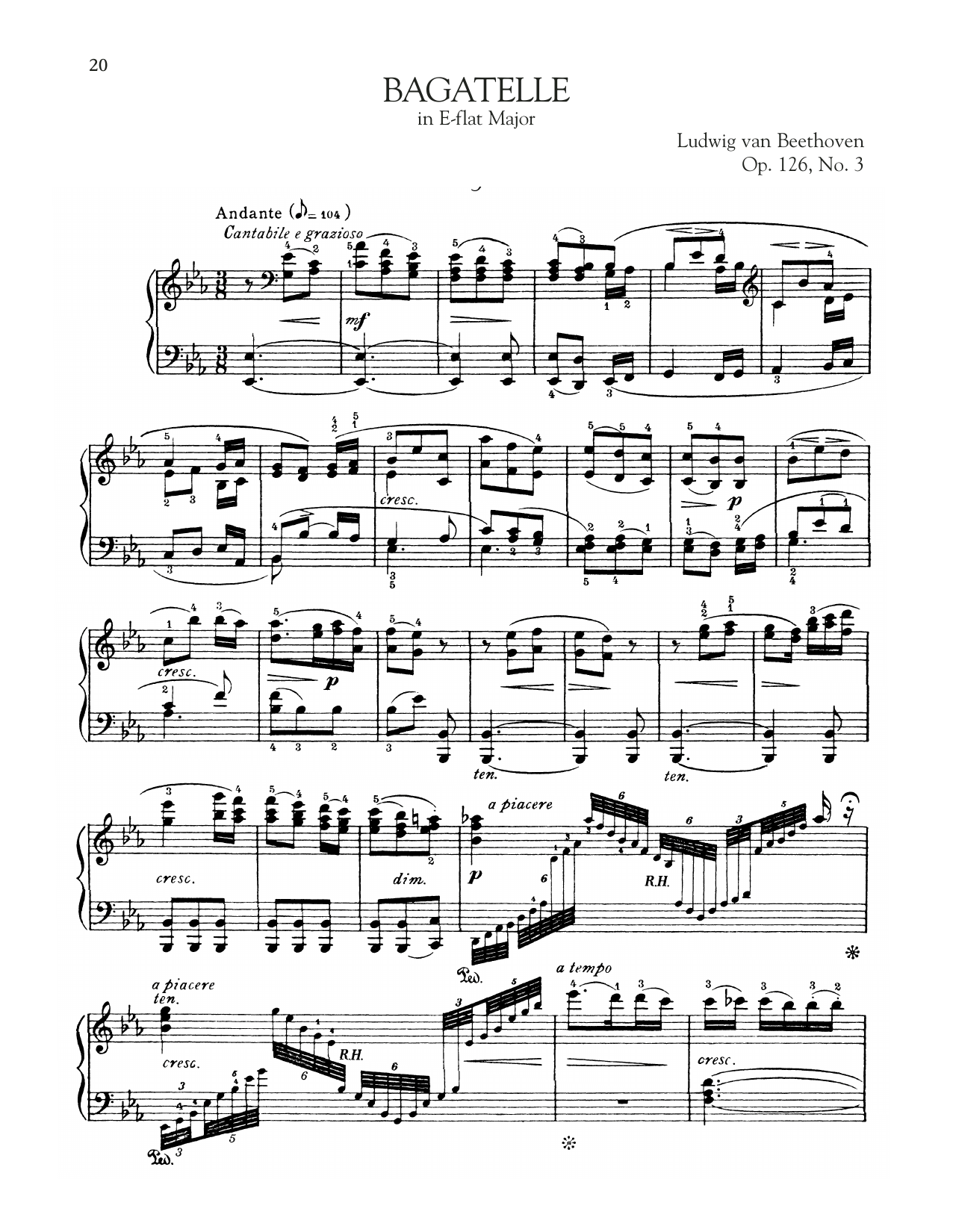 Bagatelle In E-Flat Major, Op. 126, No. 3 (Piano Solo) von Ludwig van Beethoven
