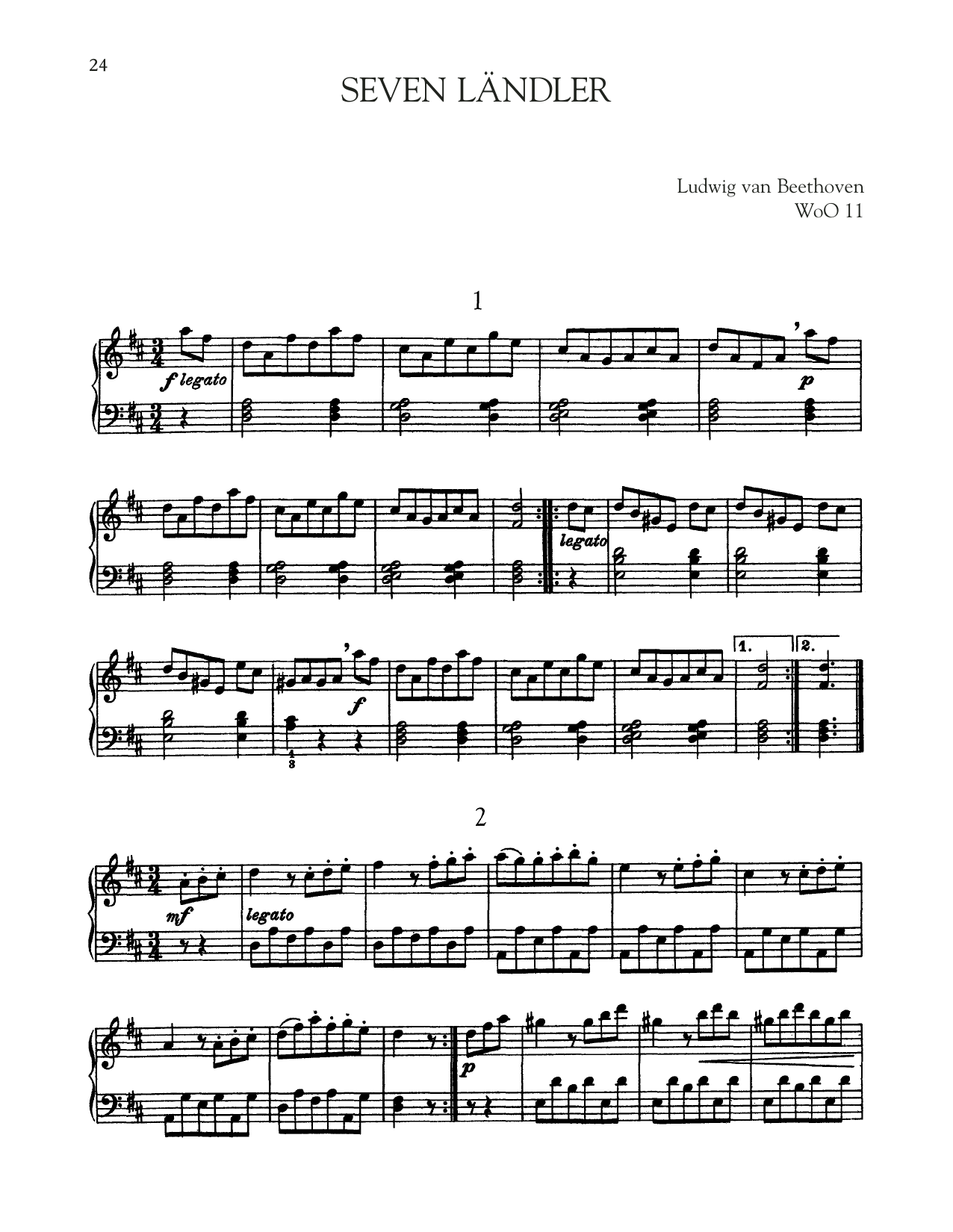 Seven Landler, WoO 11 (Piano Solo) von Ludwig van Beethoven