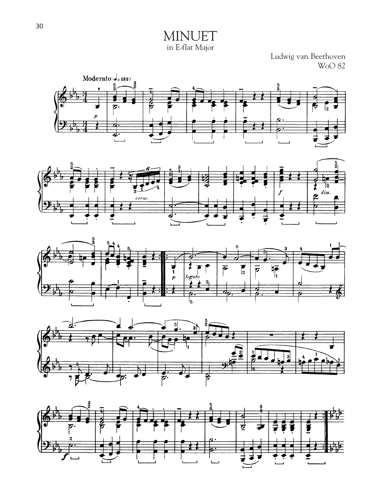 Minuet In E-Flat, WoO 82 (Piano Solo) von Ludwig van Beethoven
