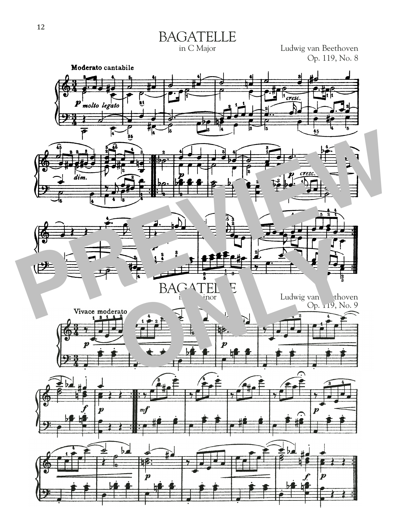 Bagatelle In C Major, Op. 119, No. 8 (Piano Solo) von Ludwig van Beethoven