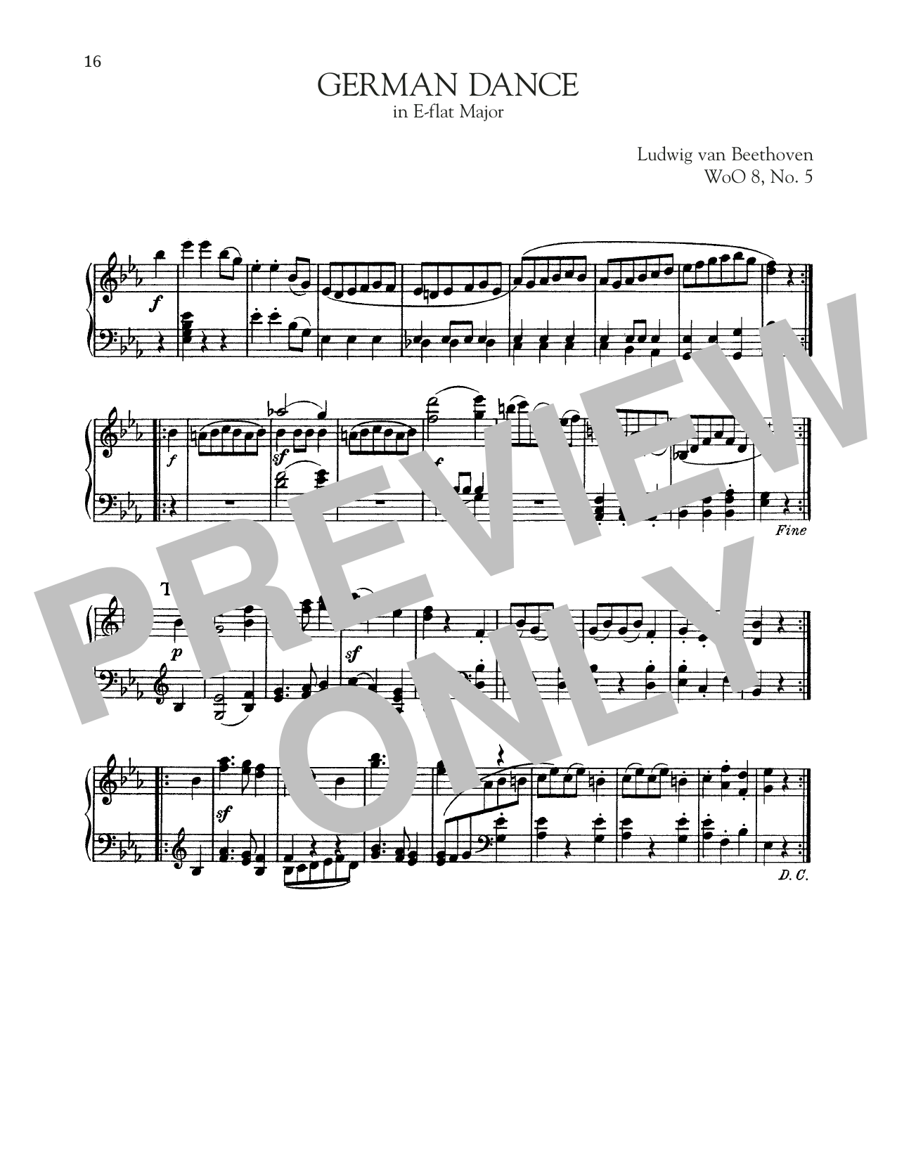 German Dance In E-Flat Major, WoO 8, No. 5 (Piano Solo) von Ludwig van Beethoven