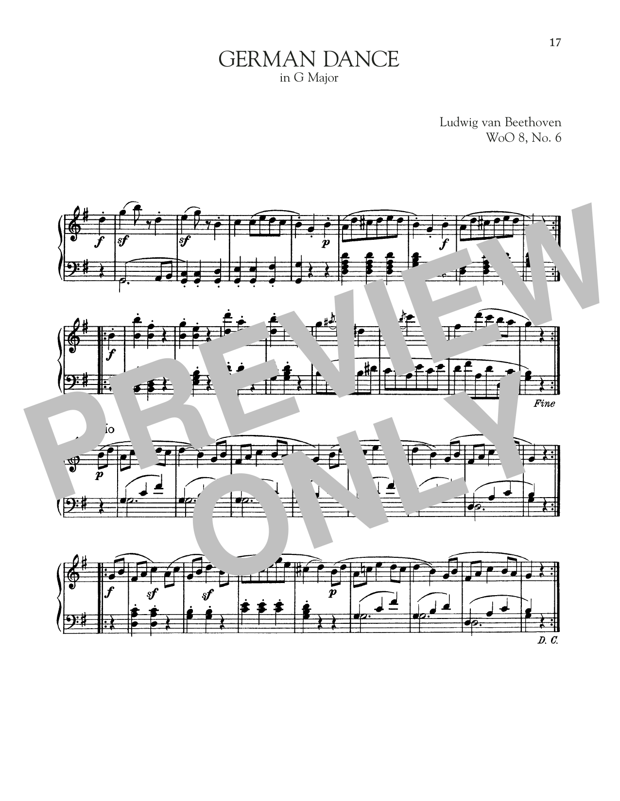 German Dance In G Major, WoO 8, No. 6 (Piano Solo) von Ludwig van Beethoven