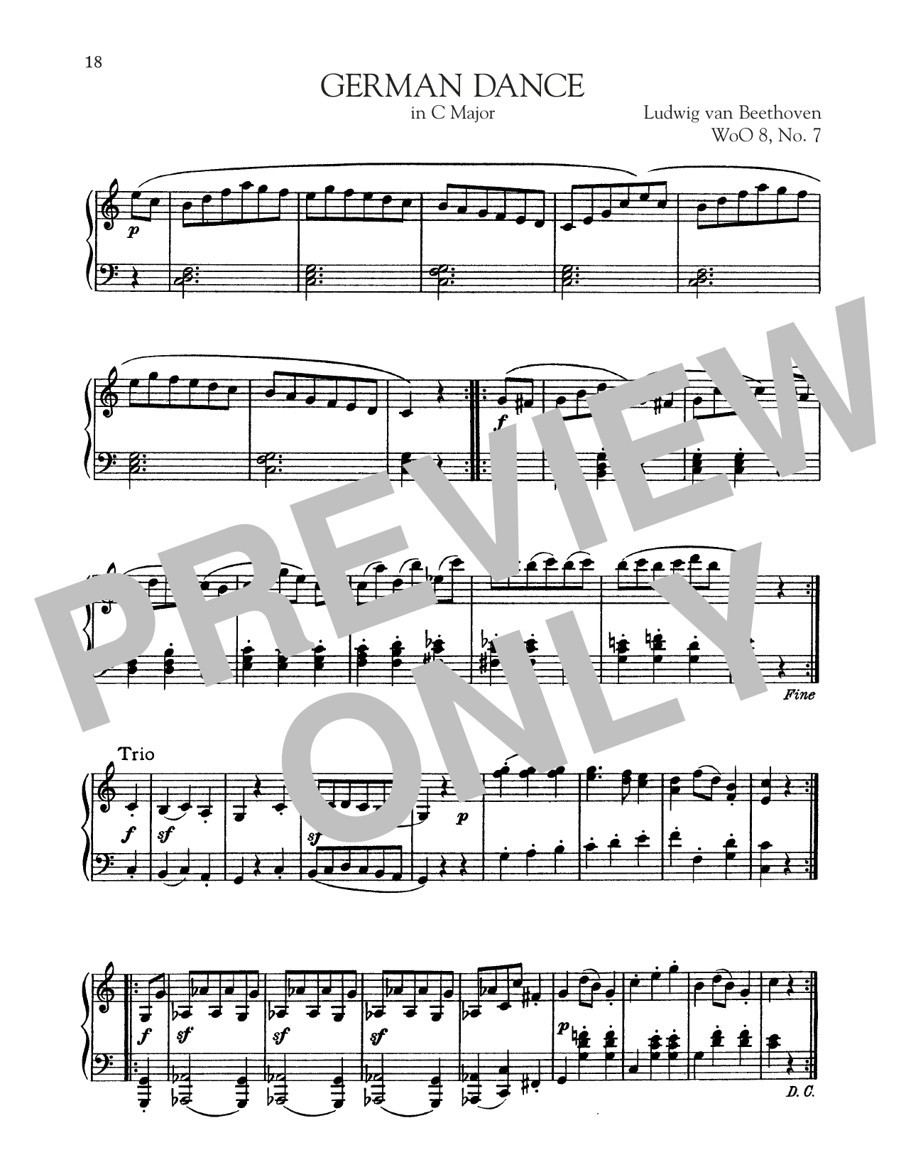 German Dance In C Major, WoO 8, No. 7 (Piano Solo) von Ludwig van Beethoven