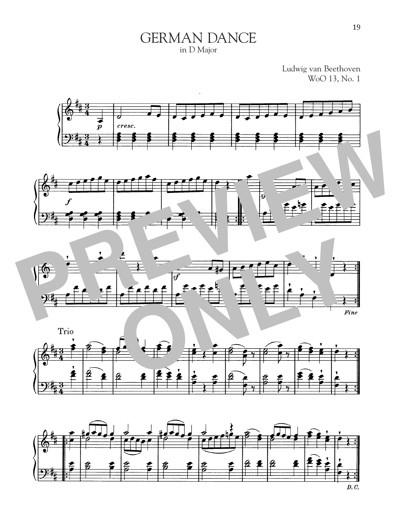 German Dance In D Major, WoO 13, No. 1 (Piano Solo) von Ludwig van Beethoven