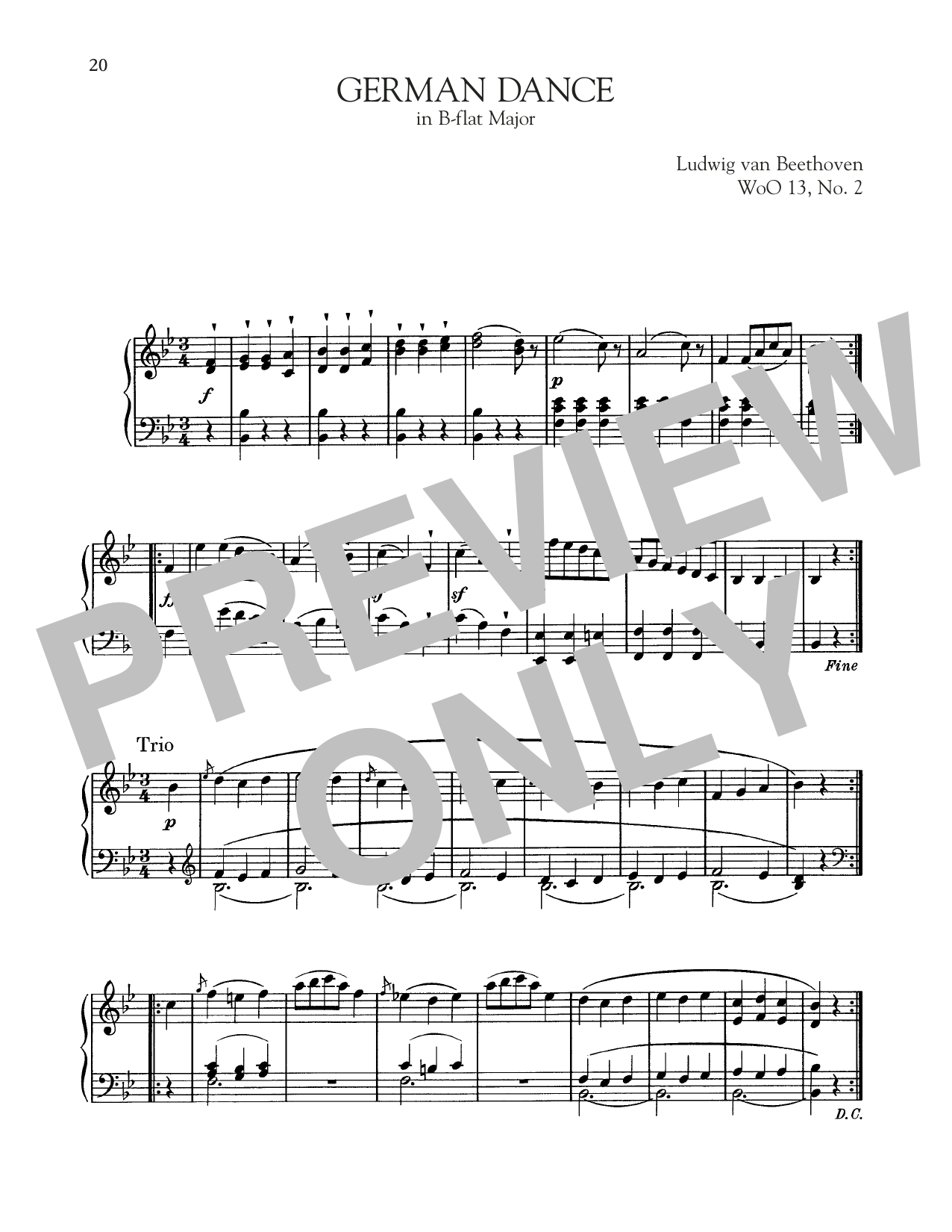 German Dance In B-Flat Major, WoO 13, No. 2 (Piano Solo) von Ludwig van Beethoven