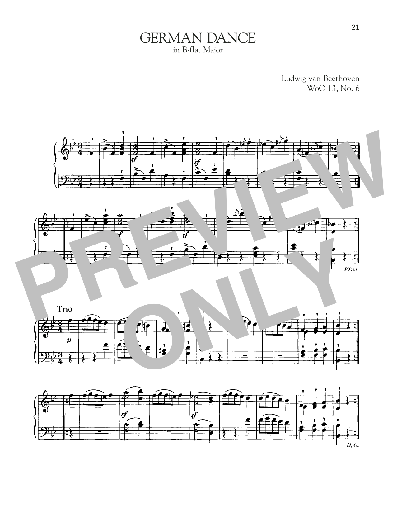 German Dance In B-Flat Major, WoO 13, No. 6 (Piano Solo) von Ludwig van Beethoven