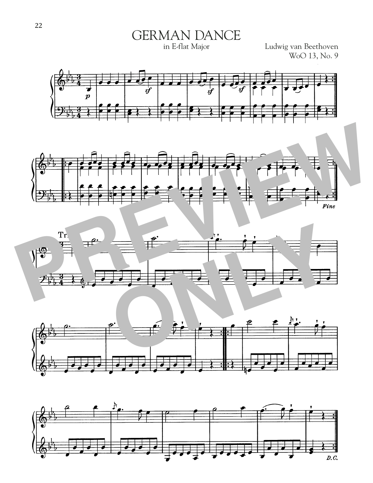 German Dance In E-Flat Major, WoO 13, No. 9 (Piano Solo) von Ludwig van Beethoven