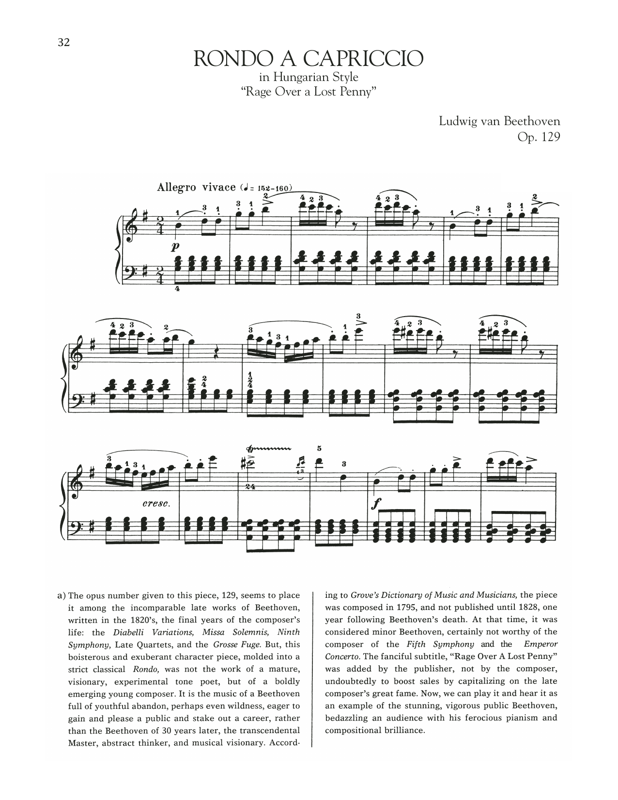 Rondo A Capriccio In Hungarian Style, Op. 129 (Piano Solo) von Ludwig van Beethoven