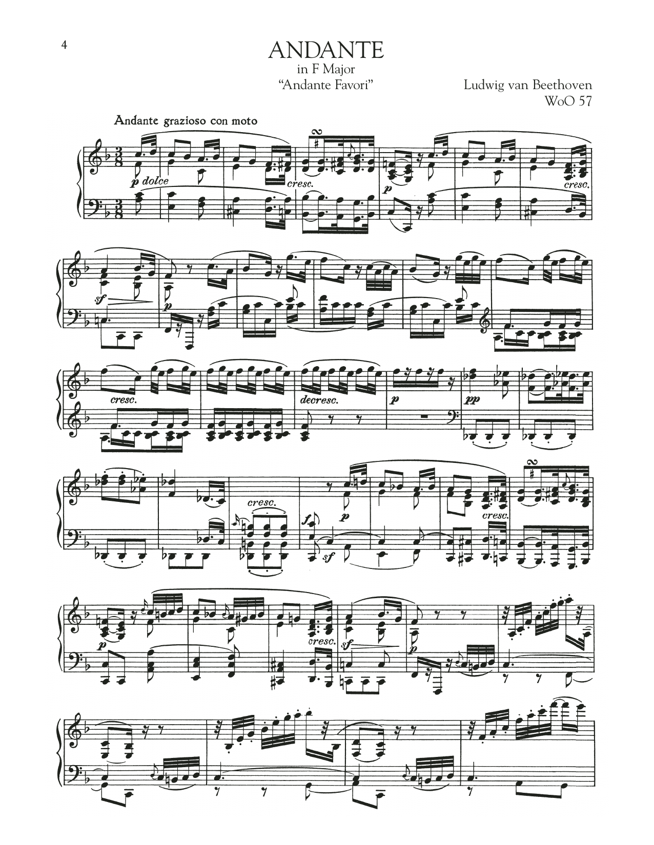 Andante Favori, WoO 57 (Piano Solo) von Ludwig van Beethoven